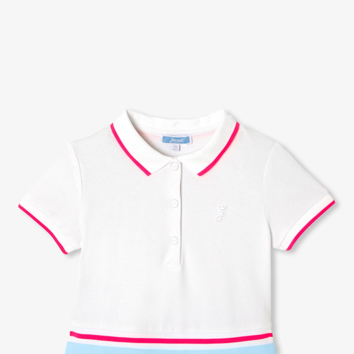 Girl piqué knit dress - blanc/bleu