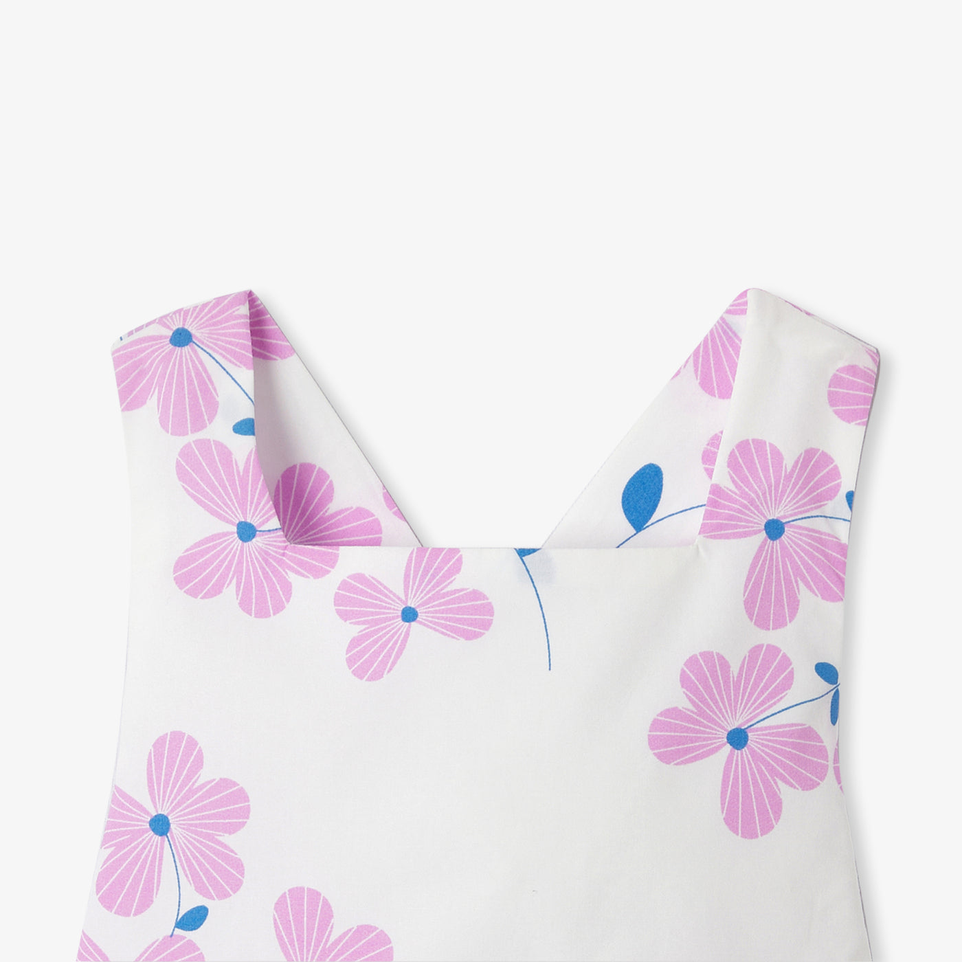 Baby girl dress in printed poplin - blanc/rose