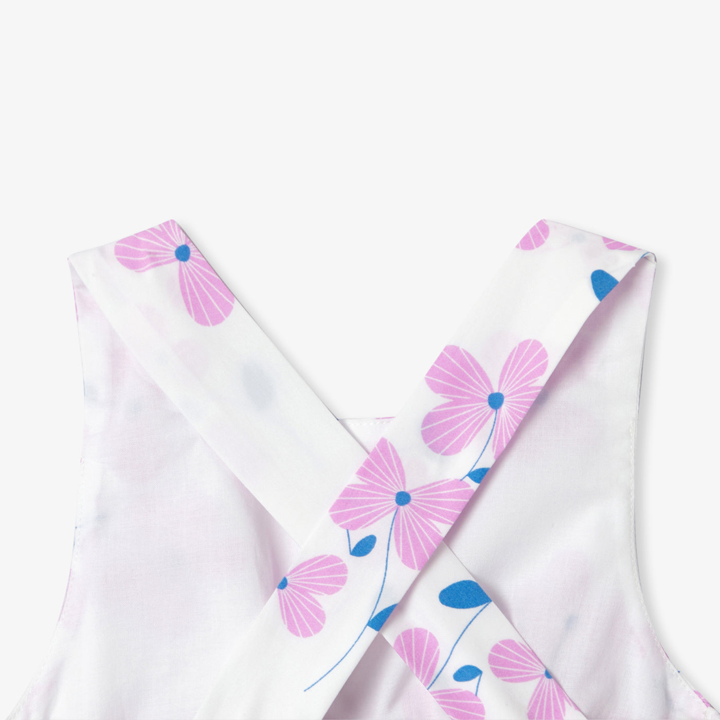 Baby girl dress in printed poplin - blanc/rose