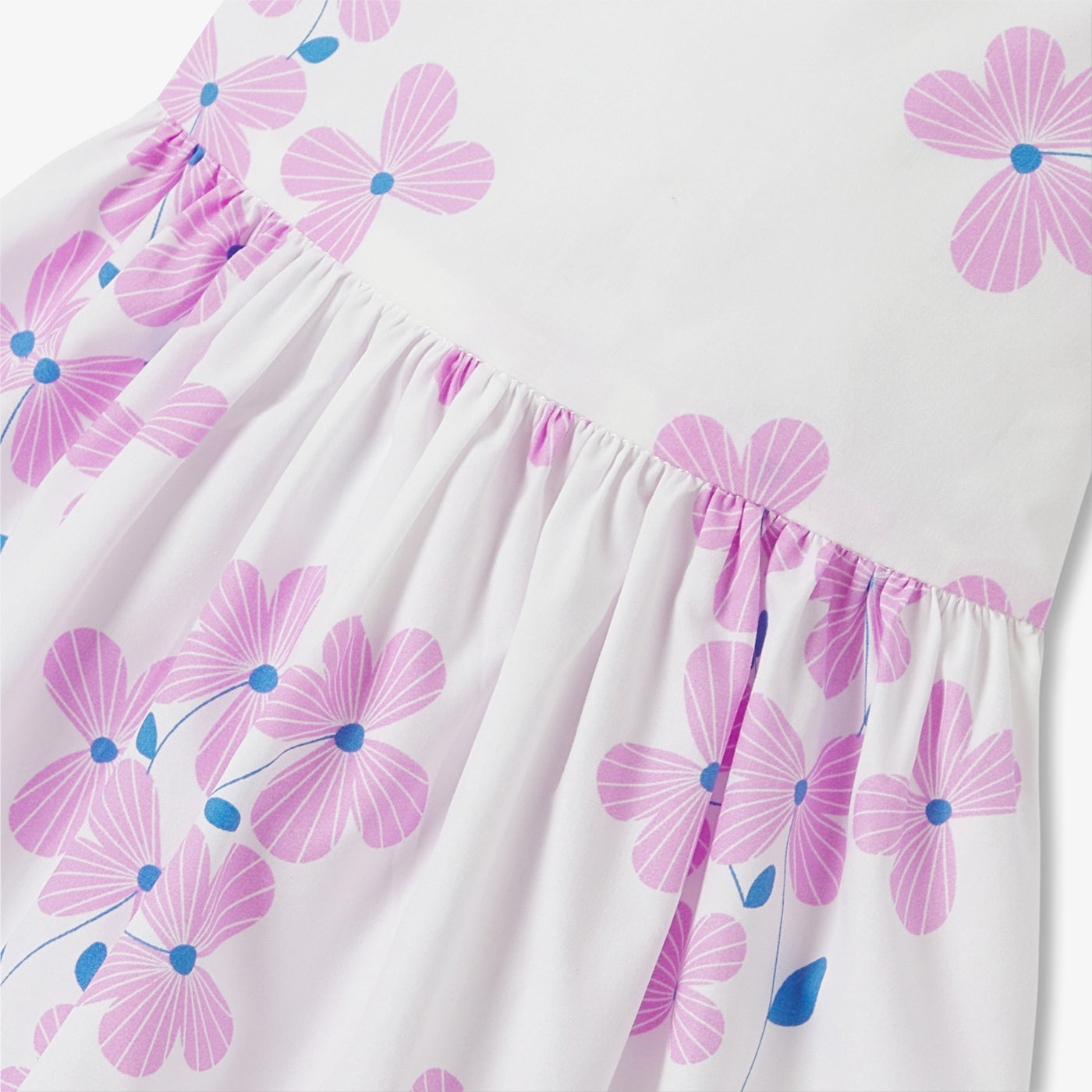 Baby girl dress in printed poplin - blanc/rose