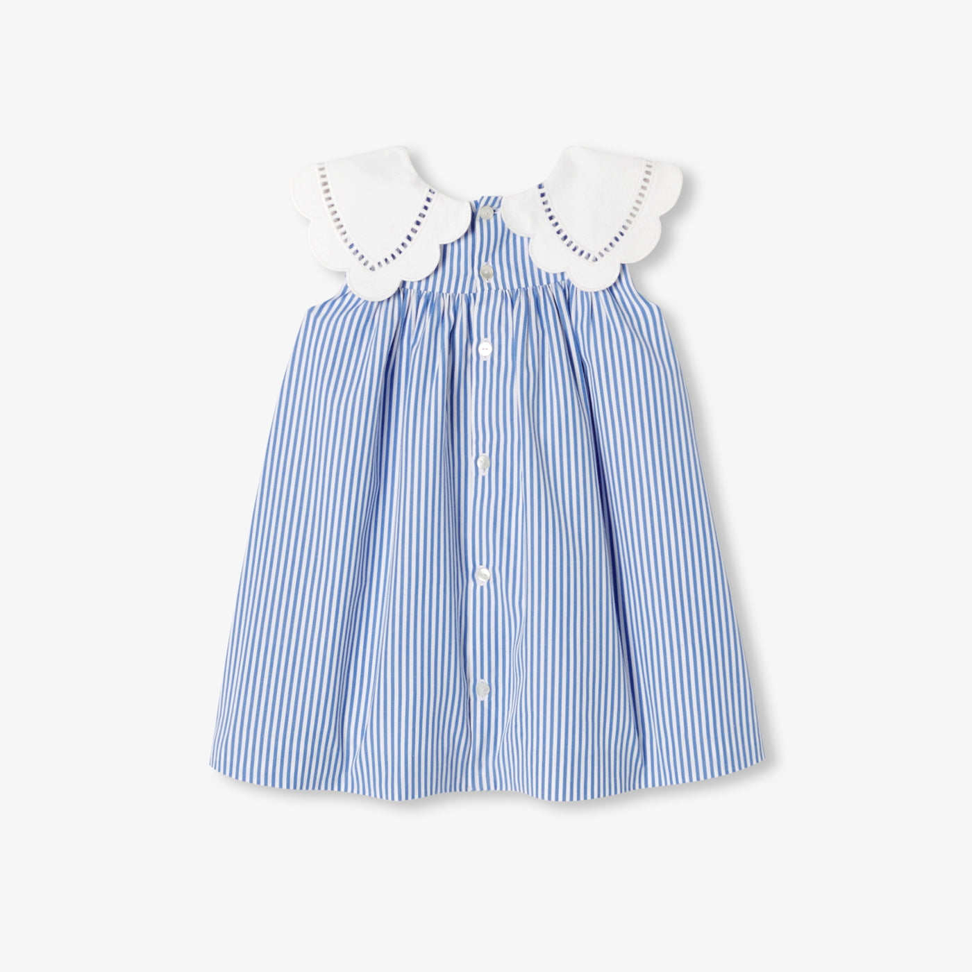Baby girl dress in striped poplin - blanc/bleu