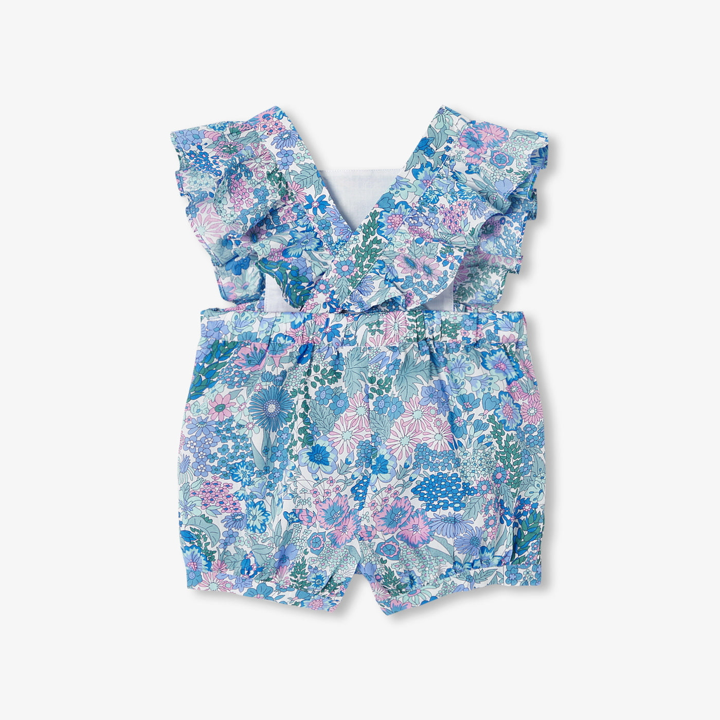 Baby girl jumpsuit in Liberty fabric - bleu/multico