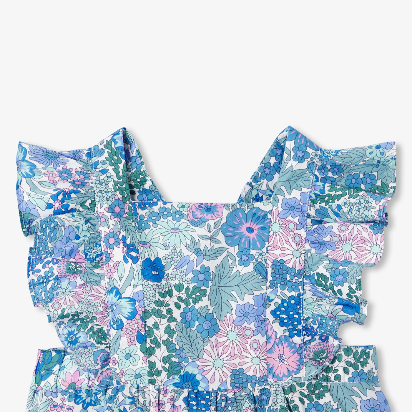 Baby girl jumpsuit in Liberty fabric - bleu/multico