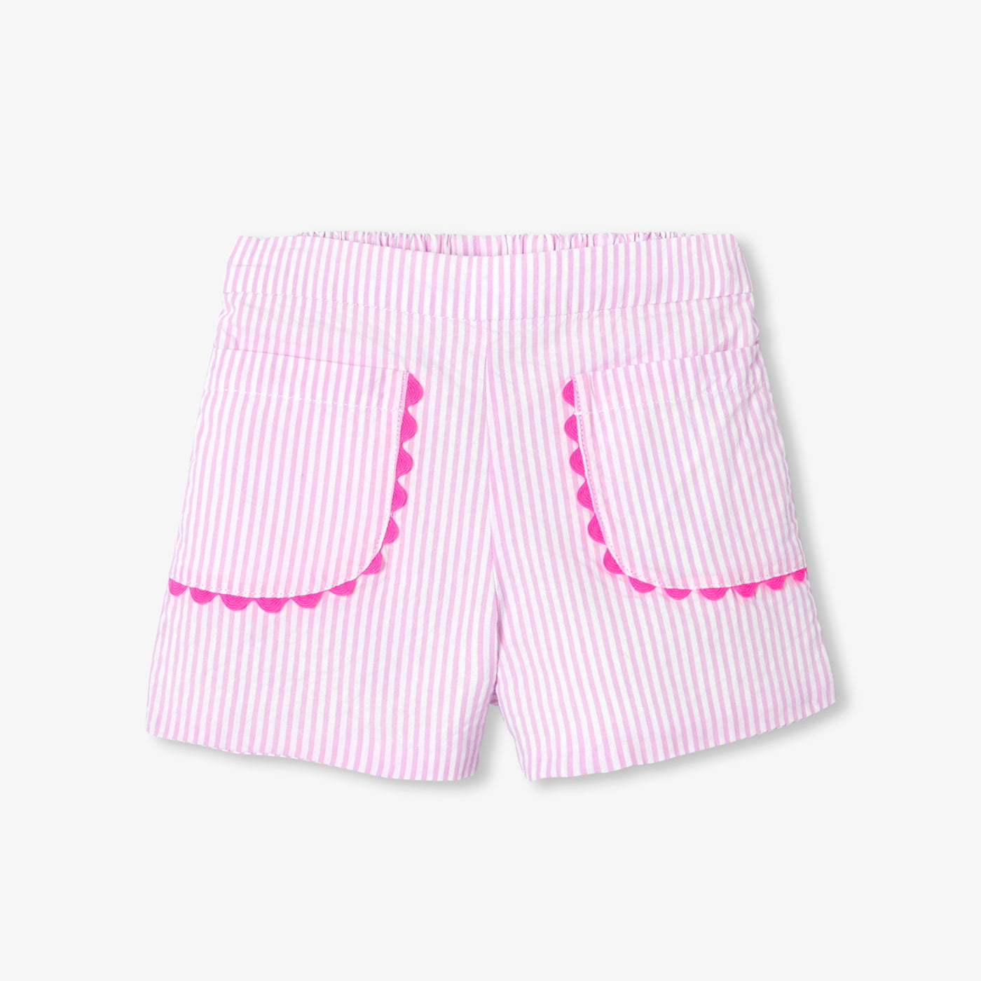 Baby girl striped seersucker shorts - blanc/rose