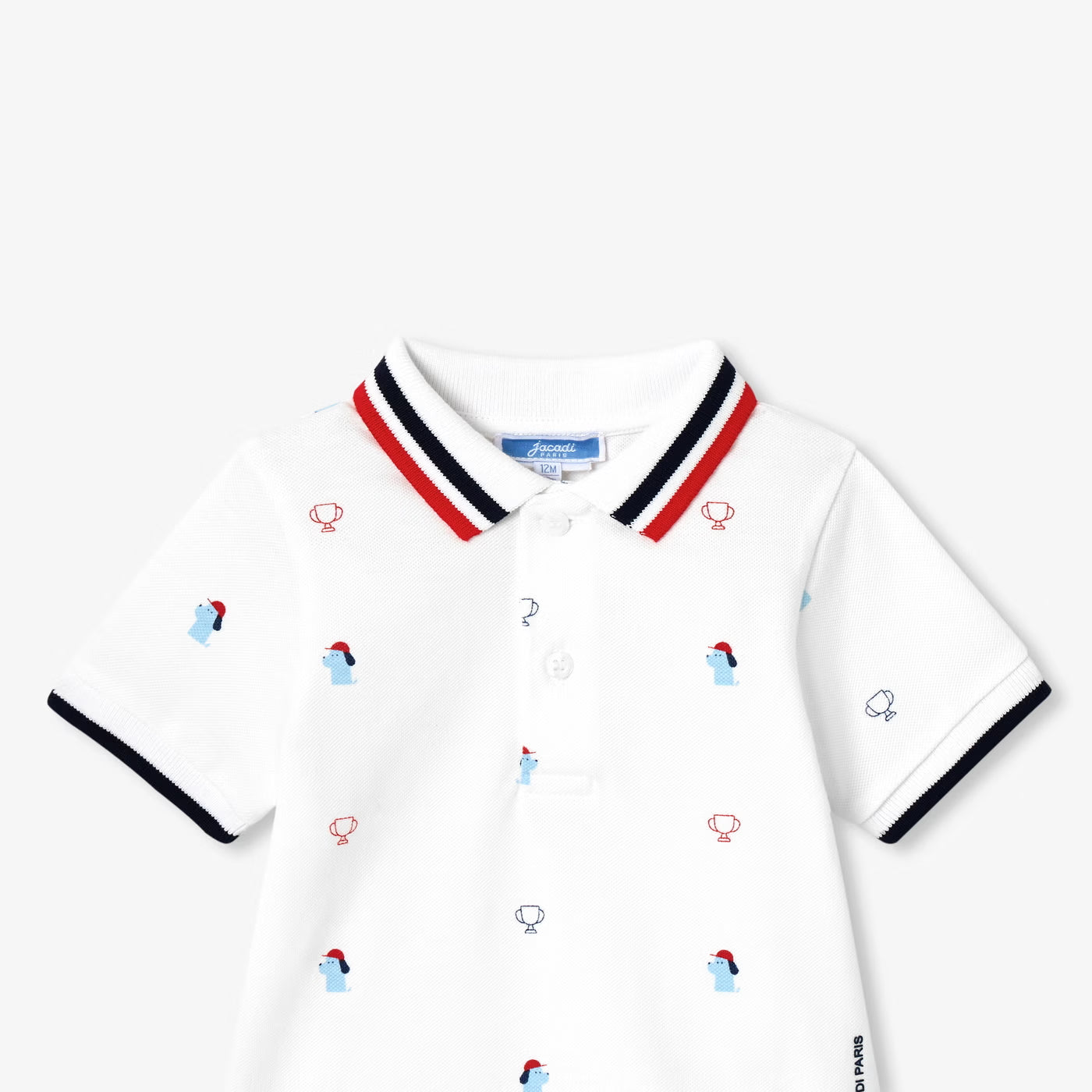 Baby boy polo shirt in printed cotton piqué - blanc jacadi