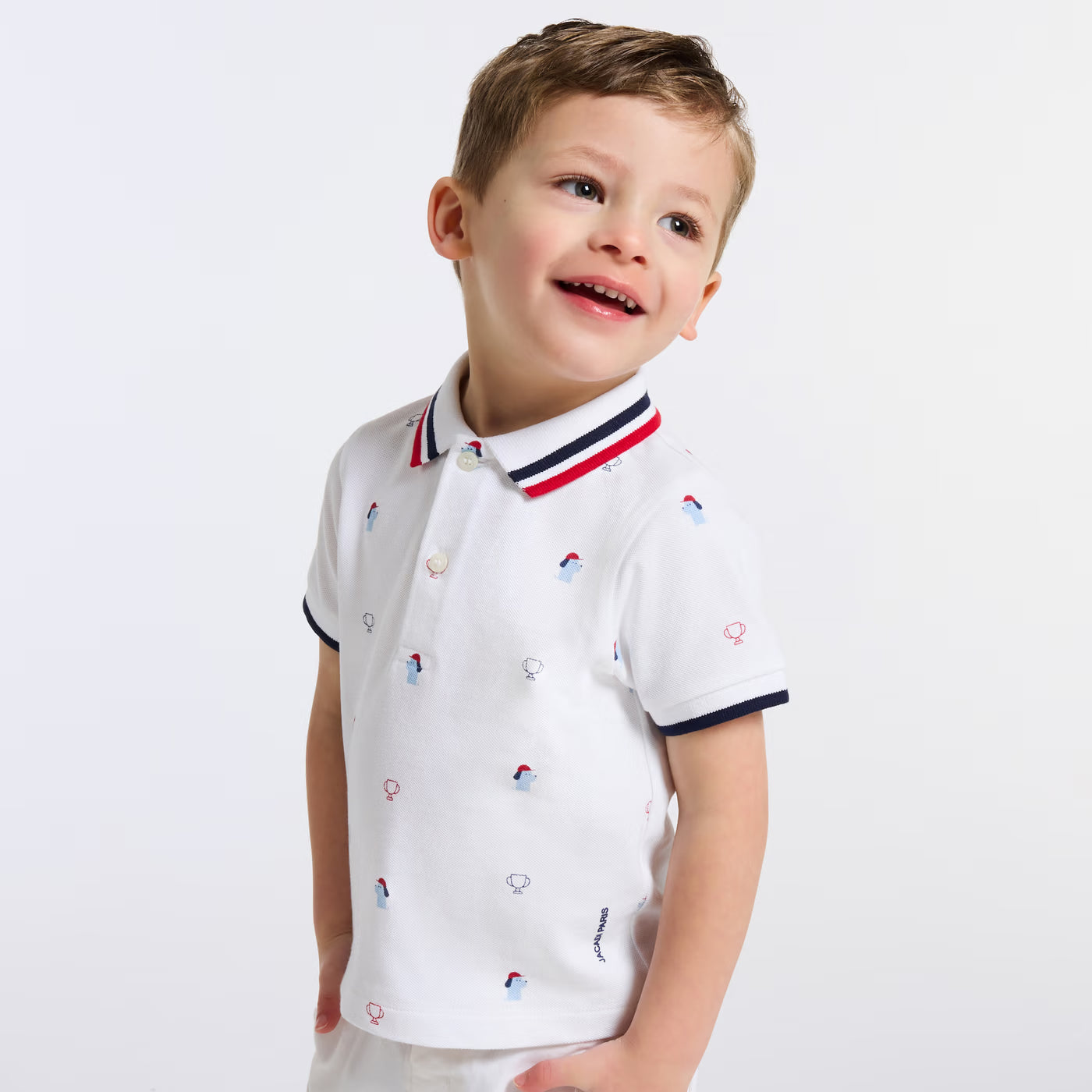 Baby boy polo shirt in printed cotton piqué - blanc jacadi