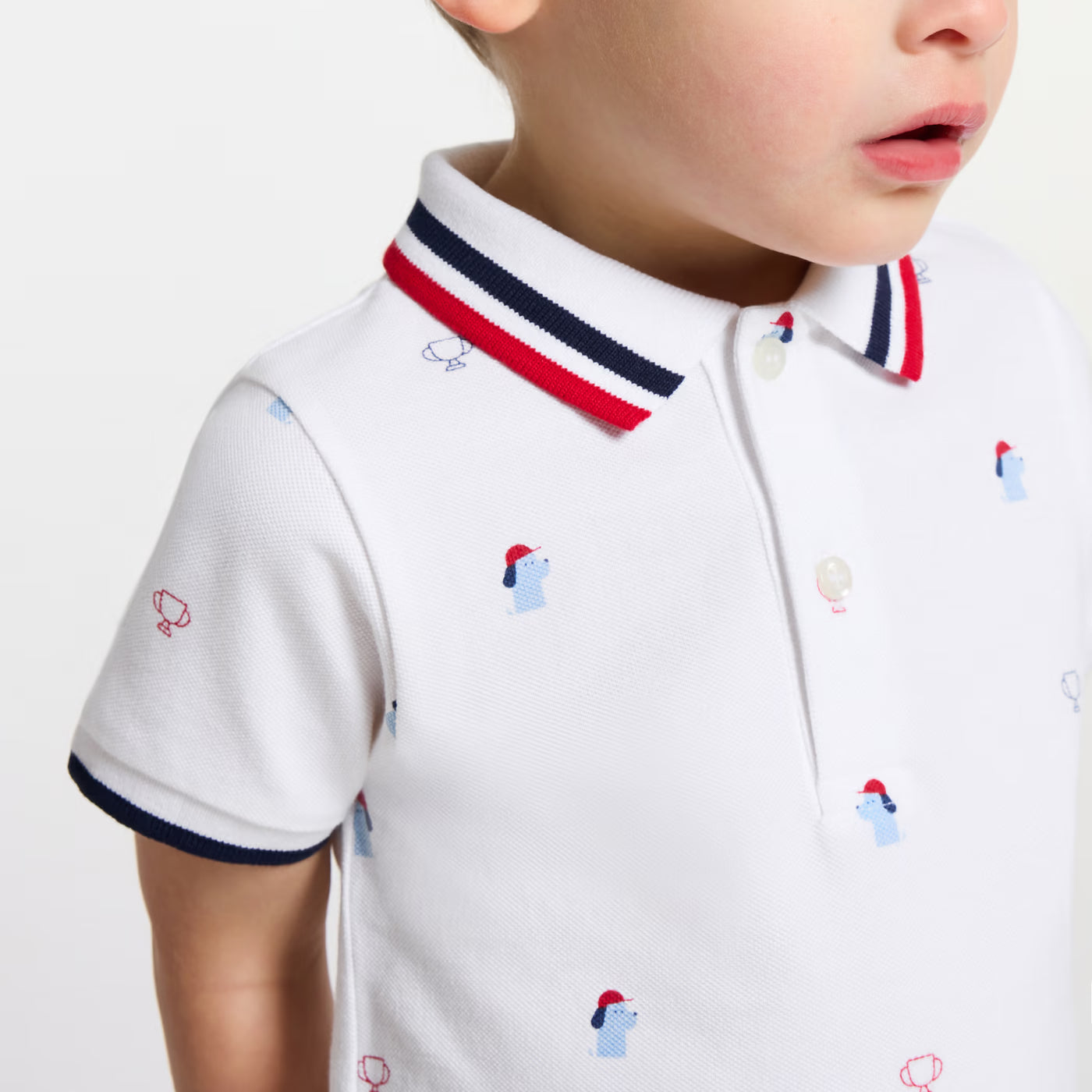 Baby boy polo shirt in printed cotton piqué - blanc jacadi