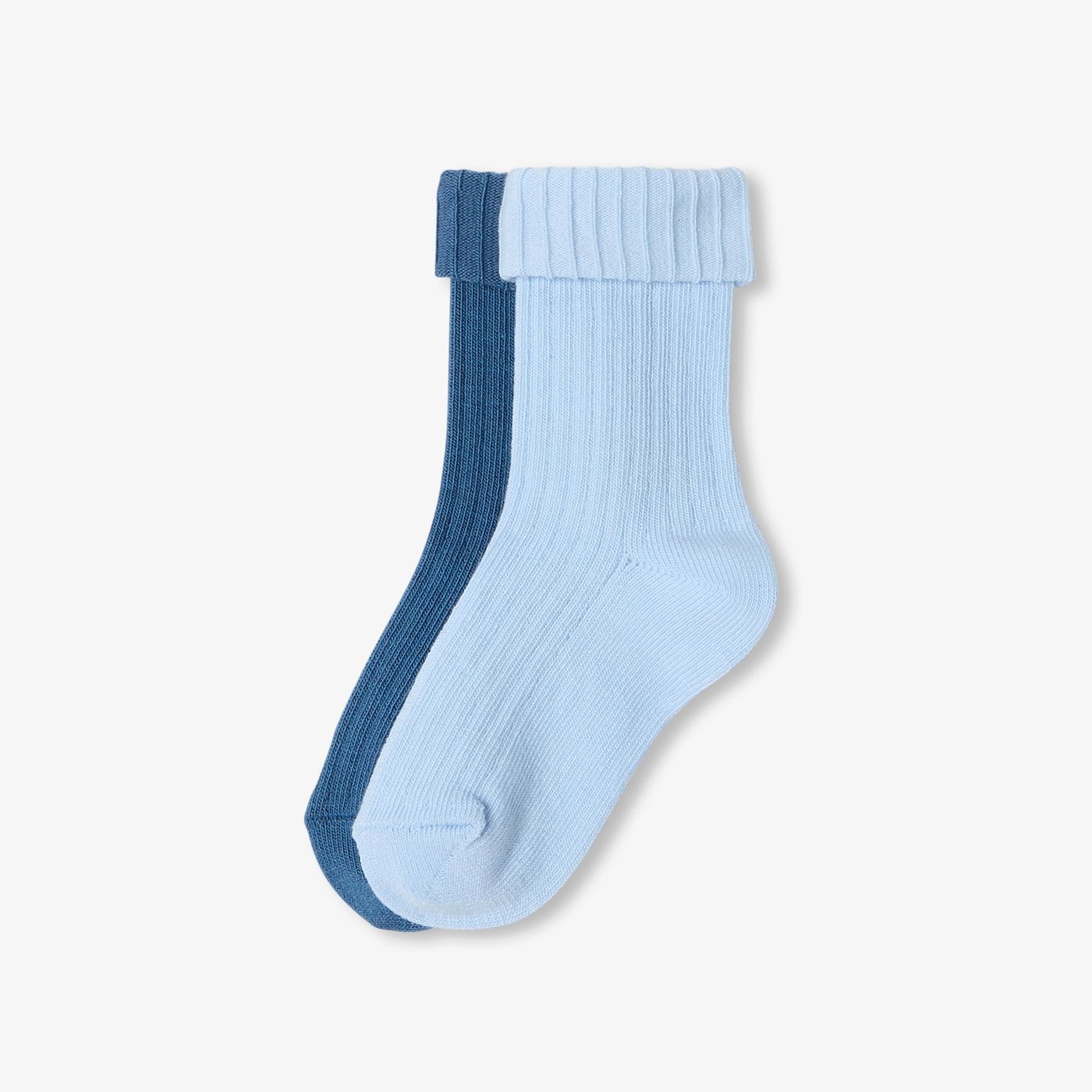 Baby set of two fine rib socks - bleu