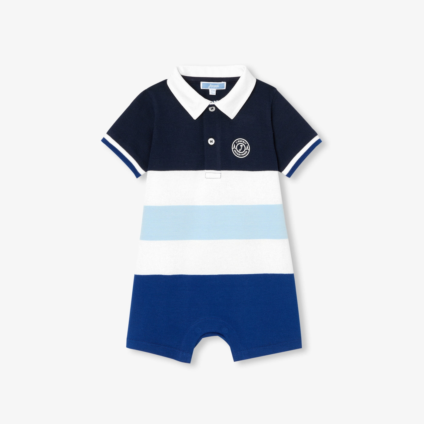 Baby boy cotton piqué jumpsuit - blanc/bleu
