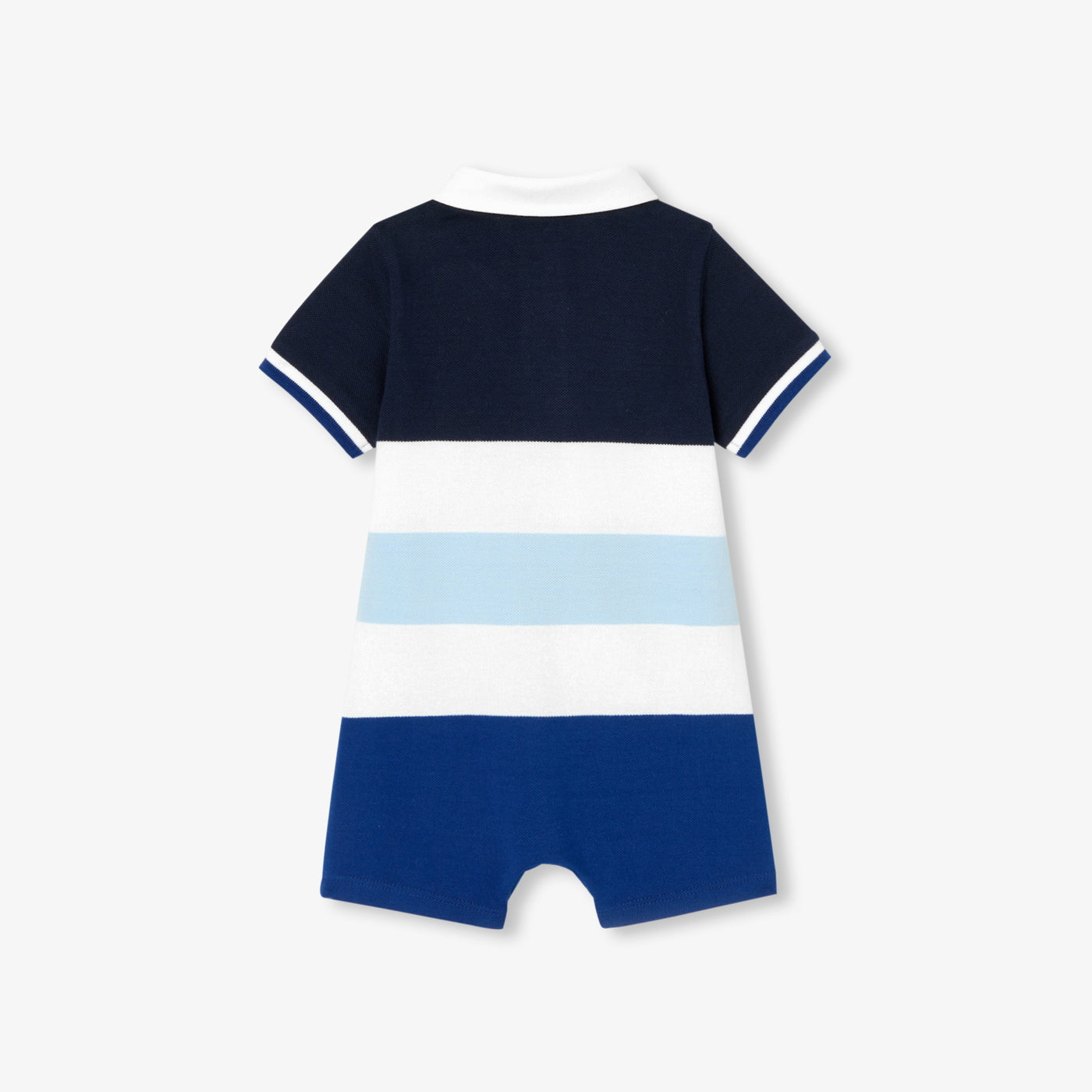 Baby boy cotton piqué jumpsuit - blanc/bleu