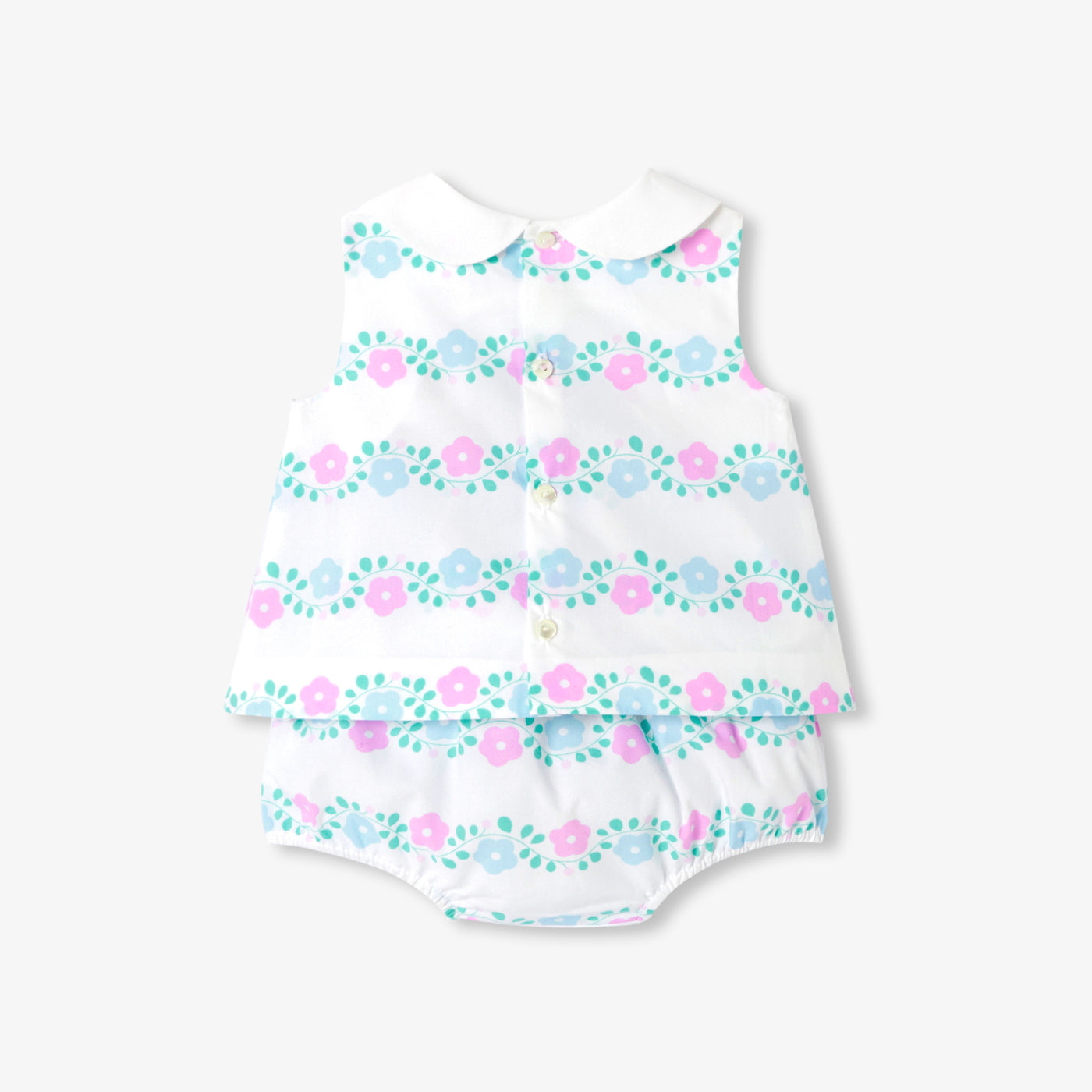 Baby girl ensemble in printed poplin - blanc/multico