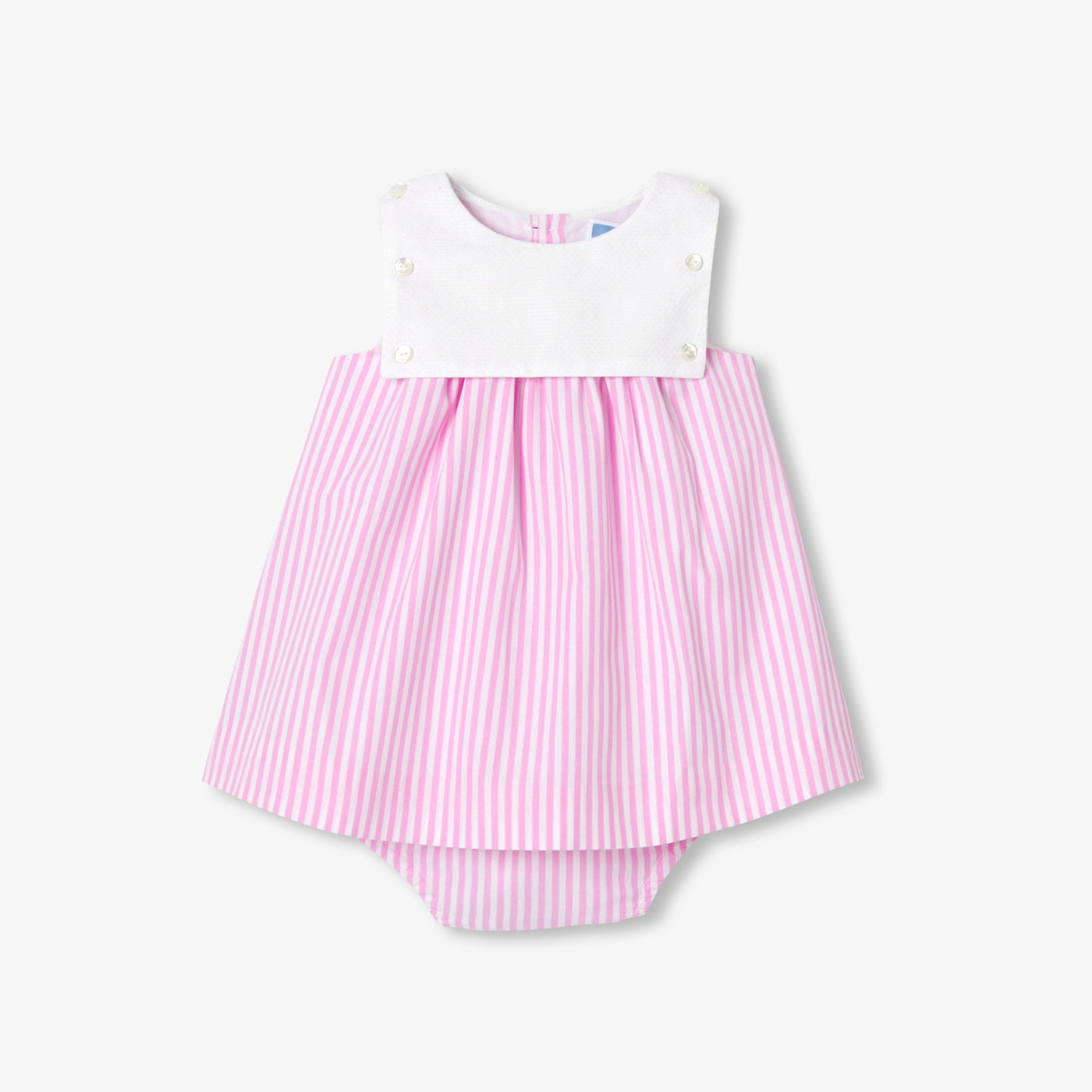 Baby girl dress in striped poplin - blanc/rose