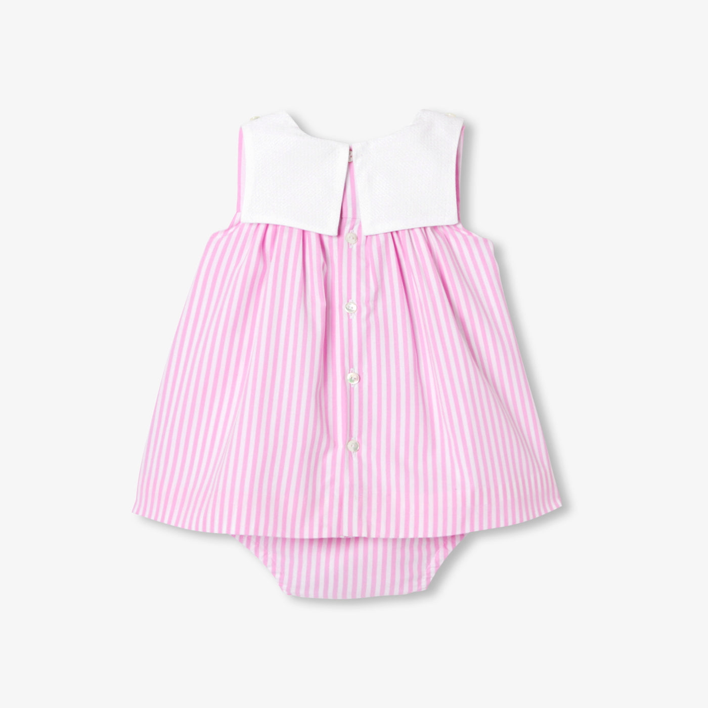 Baby girl dress in striped poplin - blanc/rose