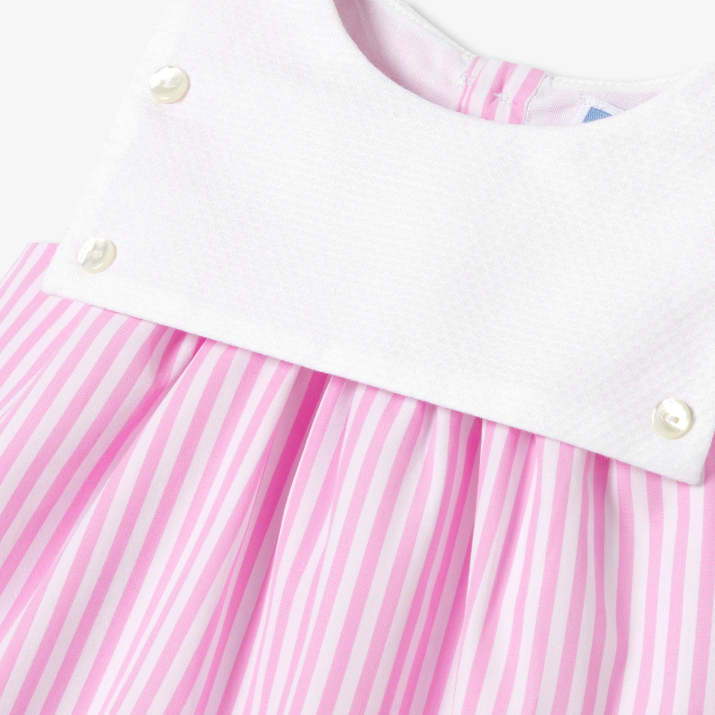 Baby girl dress in striped poplin - blanc/rose