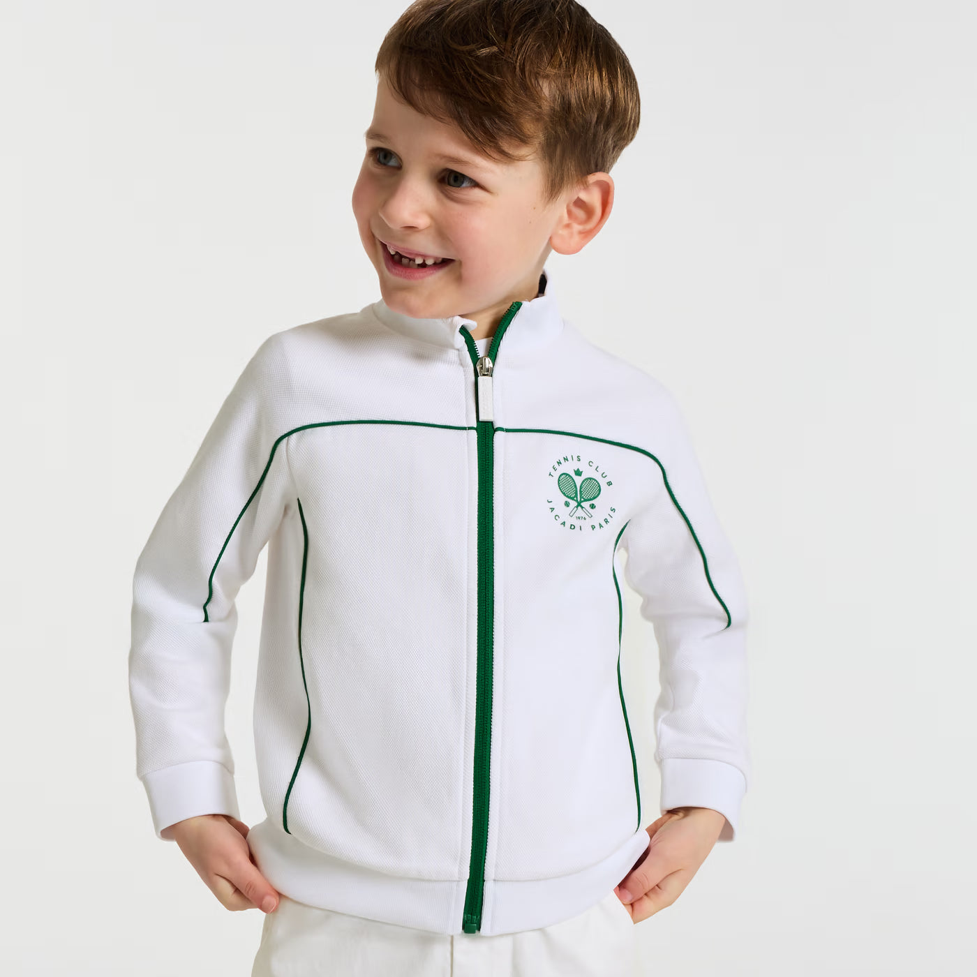 Boy piqué knit zip-up sweatshirt - blanc jacadi
