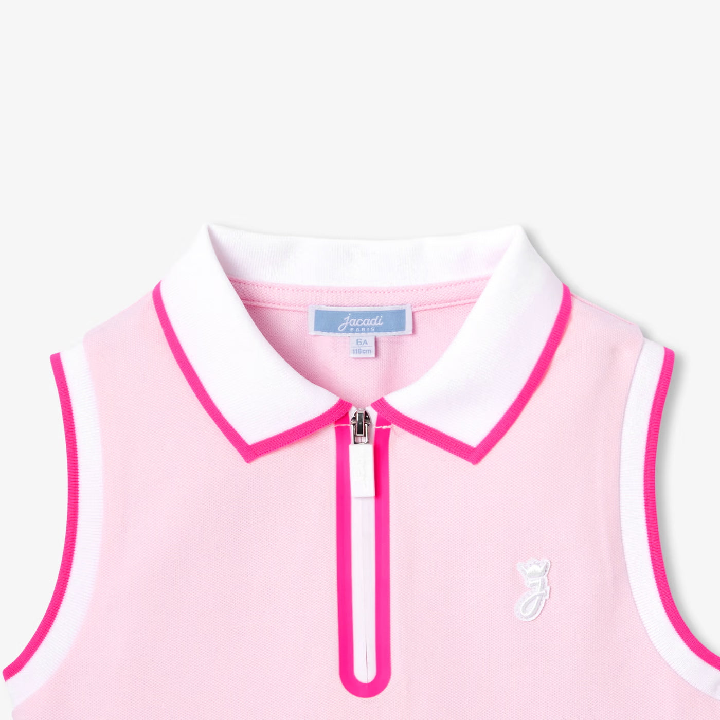 Girl sleeveless polo shirt - rose poudre jacadi