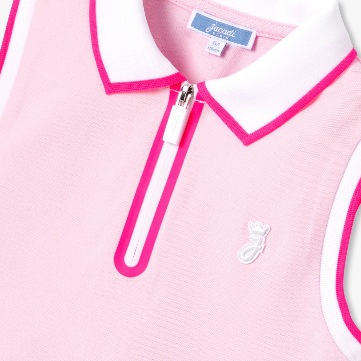Girl sleeveless polo shirt - rose poudre jacadi