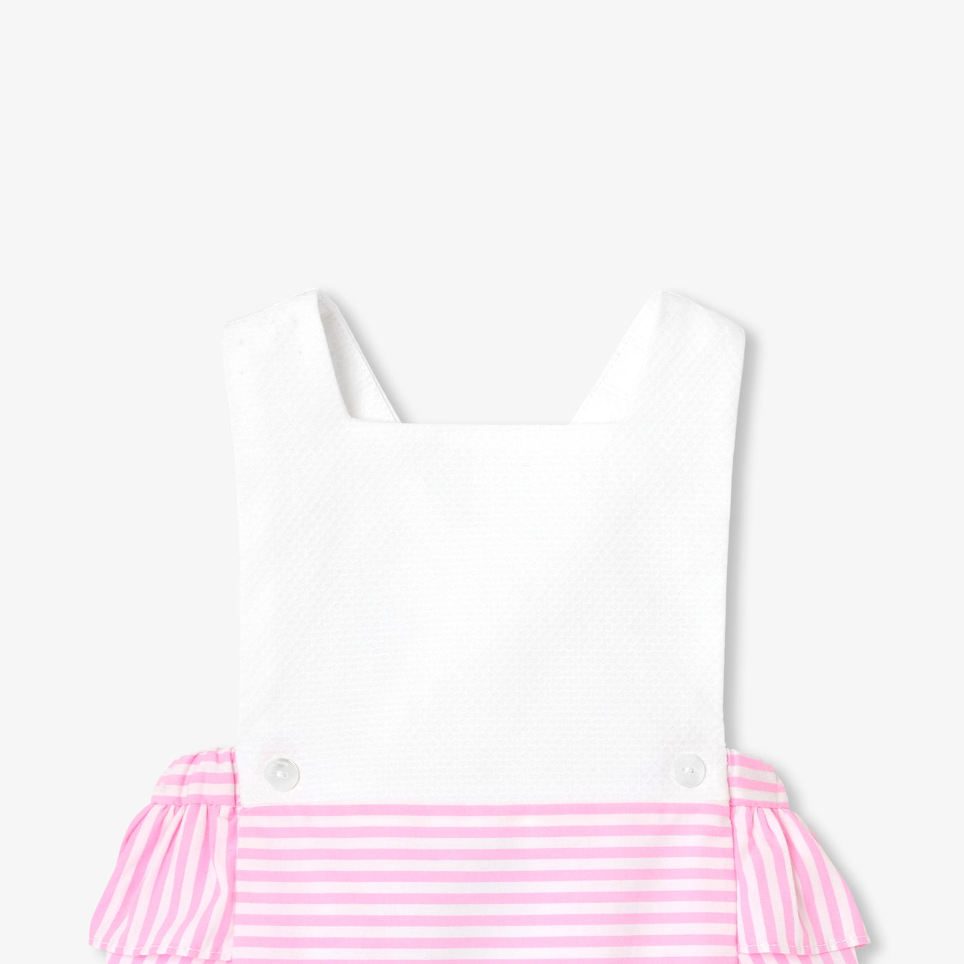 Baby girl romper in cotton piqué and poplin - blanc/rose