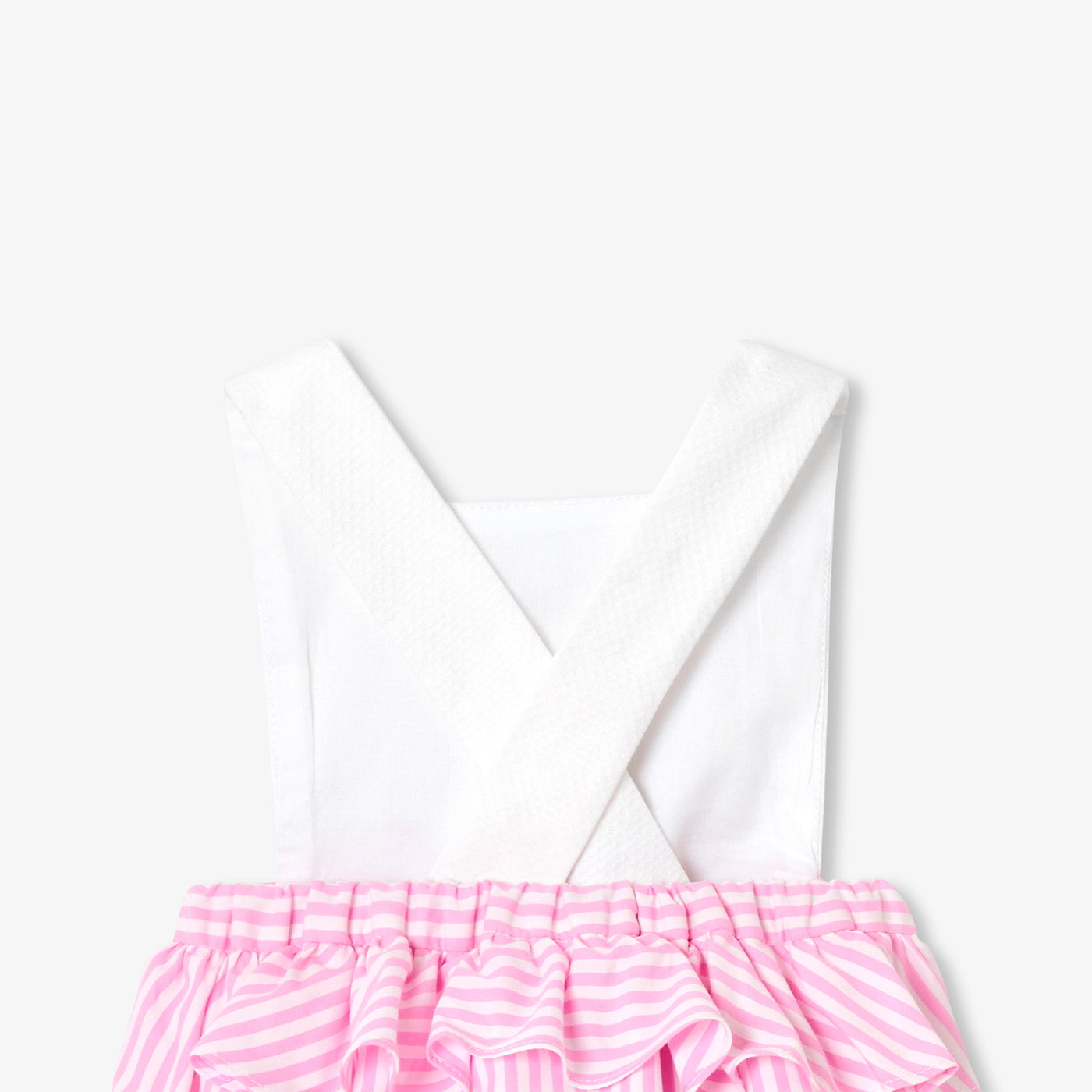 Baby girl romper in cotton piqué and poplin - blanc/rose