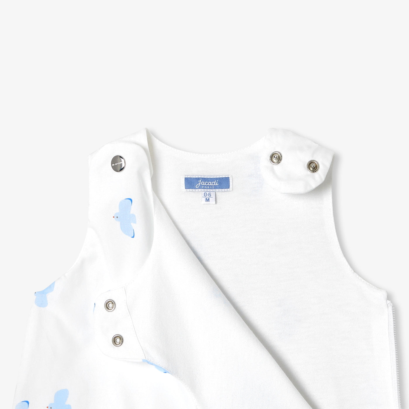 0-6 months summer sleeping bag in cotton poplin - blanc/bleu