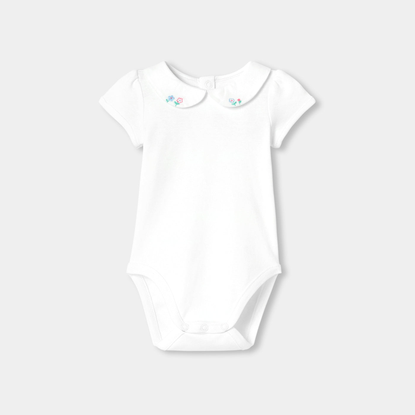 Baby girl short-sleeved interlock cotton bodysuit - blanc jacadi