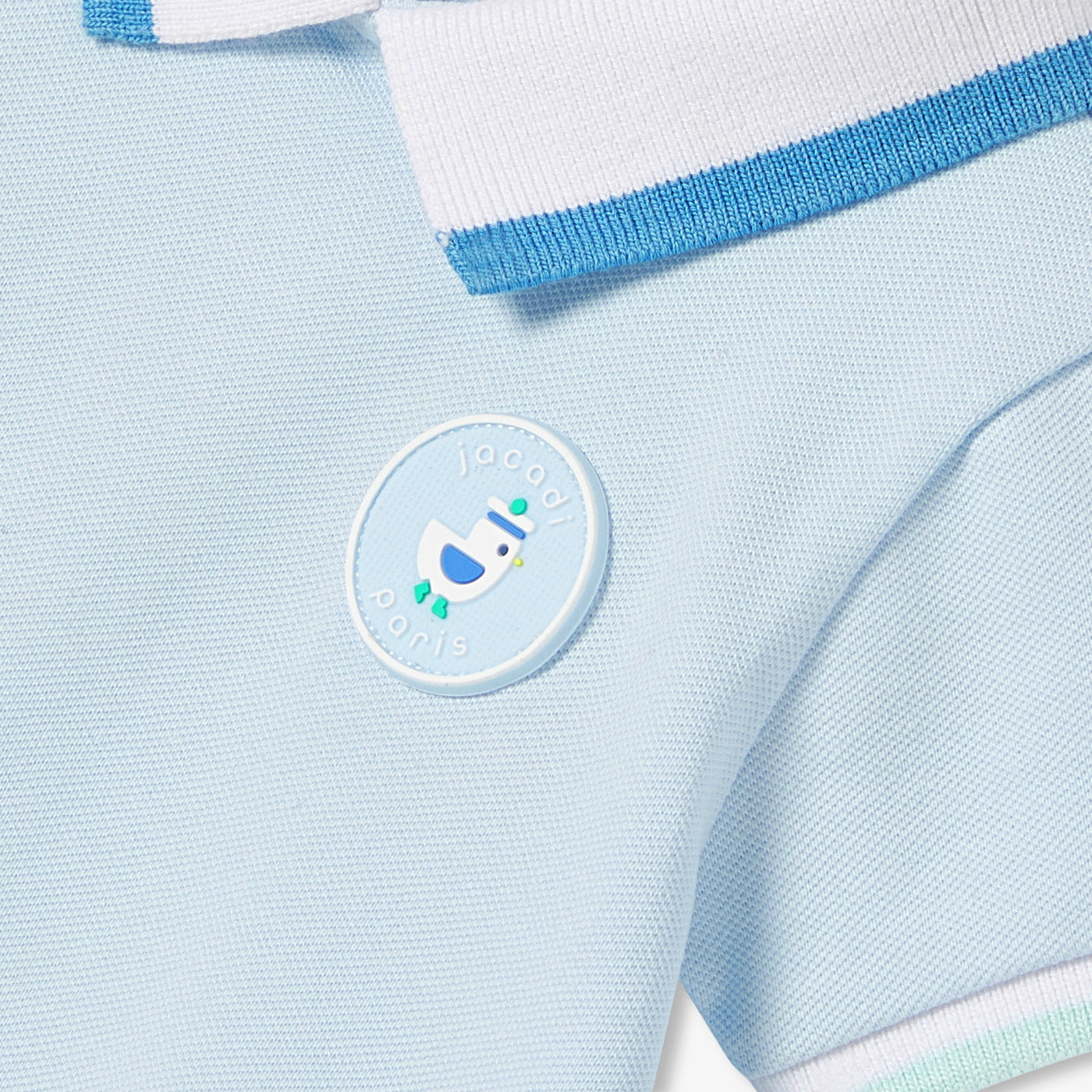 Baby boy polo short jumpsuit - bleu pale