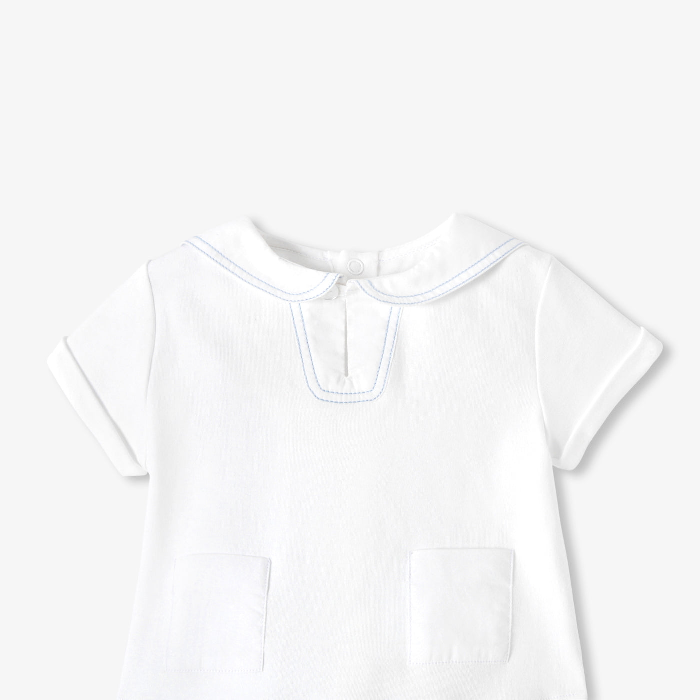 Baby boy cotton shorts set - blanc/bleu