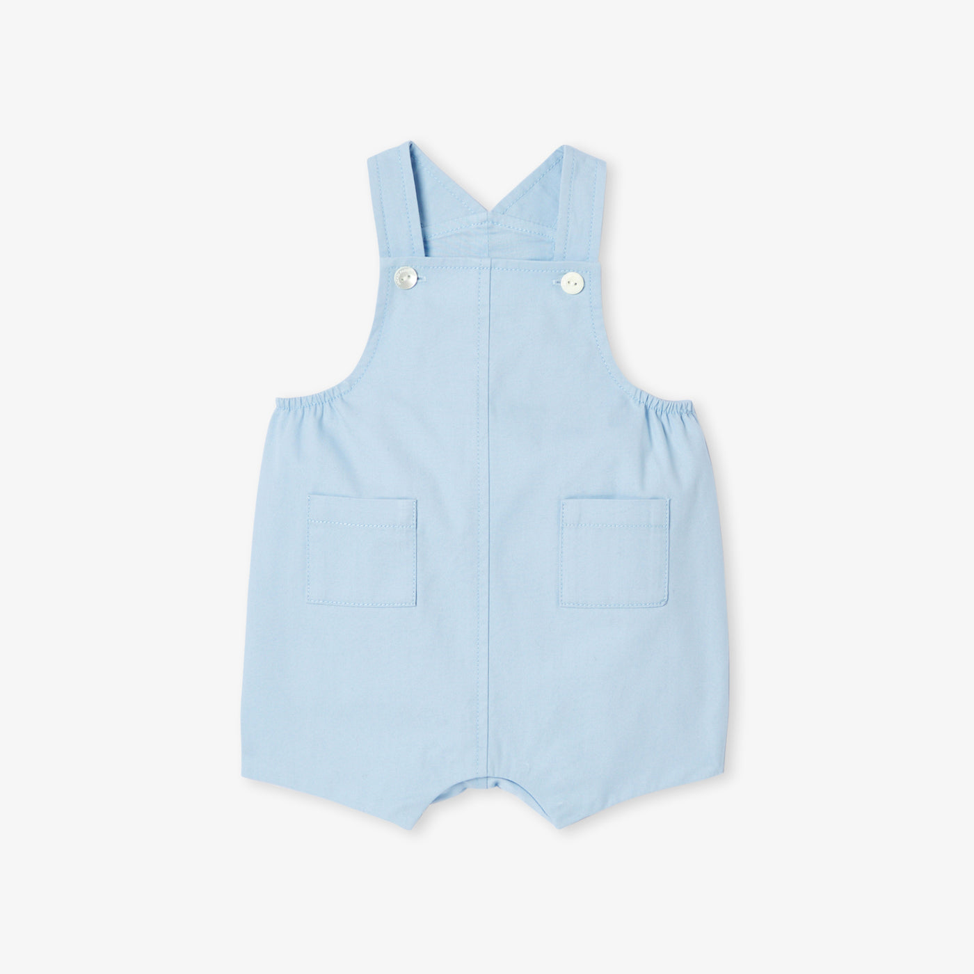 Baby short dungarees in cotton twill - bleu toile