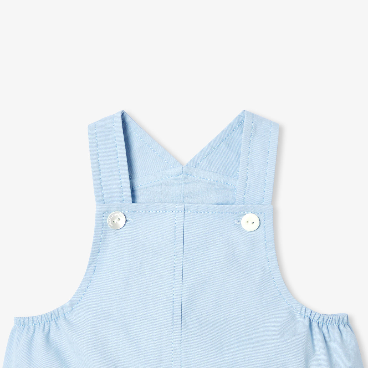 Baby short dungarees in cotton twill - bleu toile
