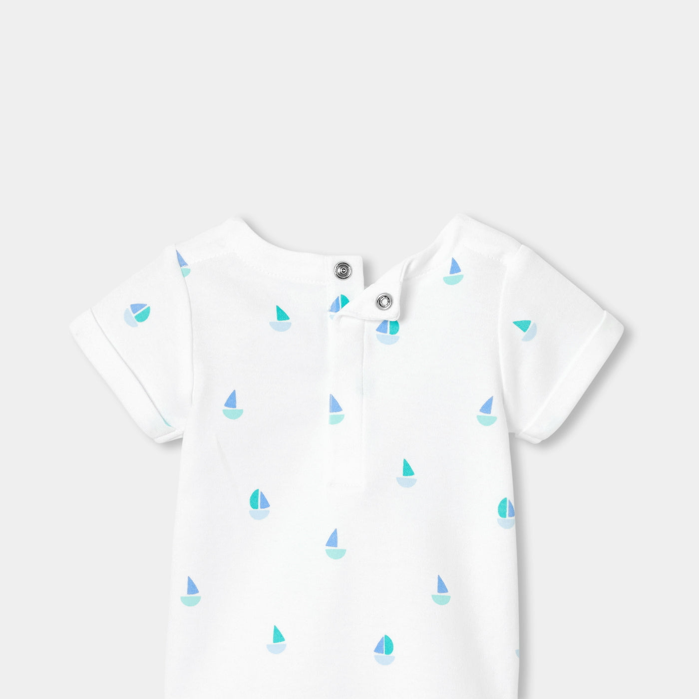 Baby boy short-sleeved cotton bodysuit - blanc/multico