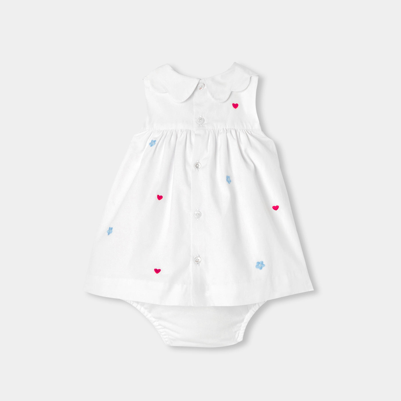 Baby girl embroidered poplin dress - blanc/multico