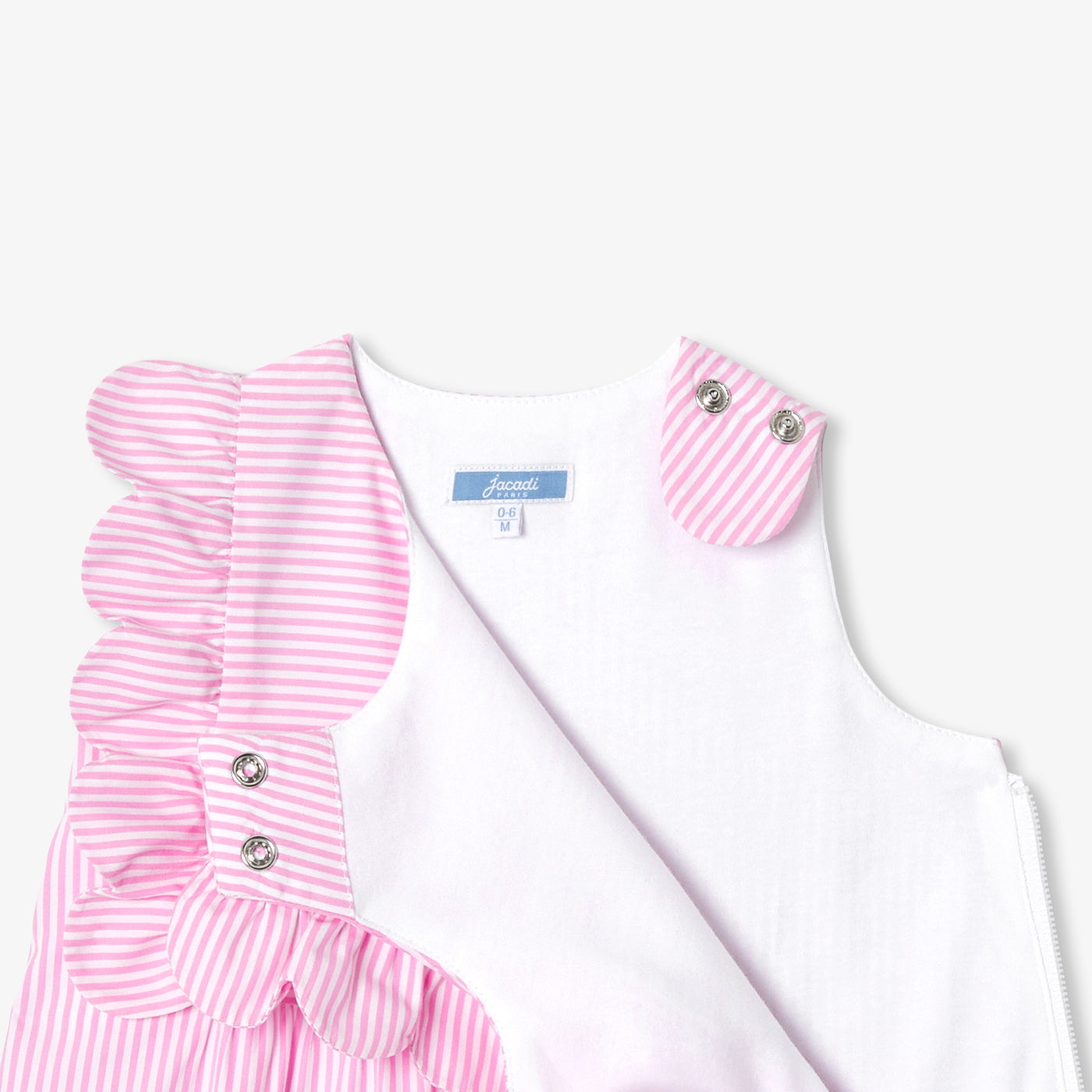 0-6 months striped poplin sleeping bag - rose/blanc