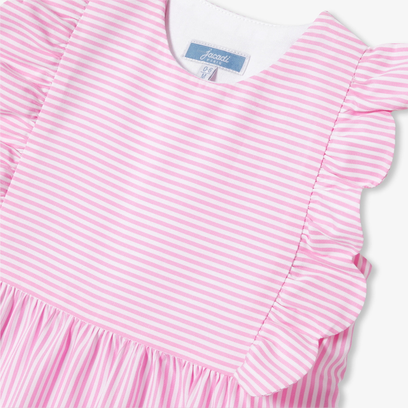 0-6 months striped poplin sleeping bag - rose/blanc