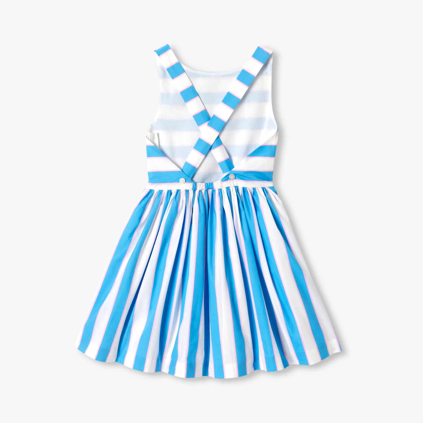 Girl striped poplin dress - bleu/multico