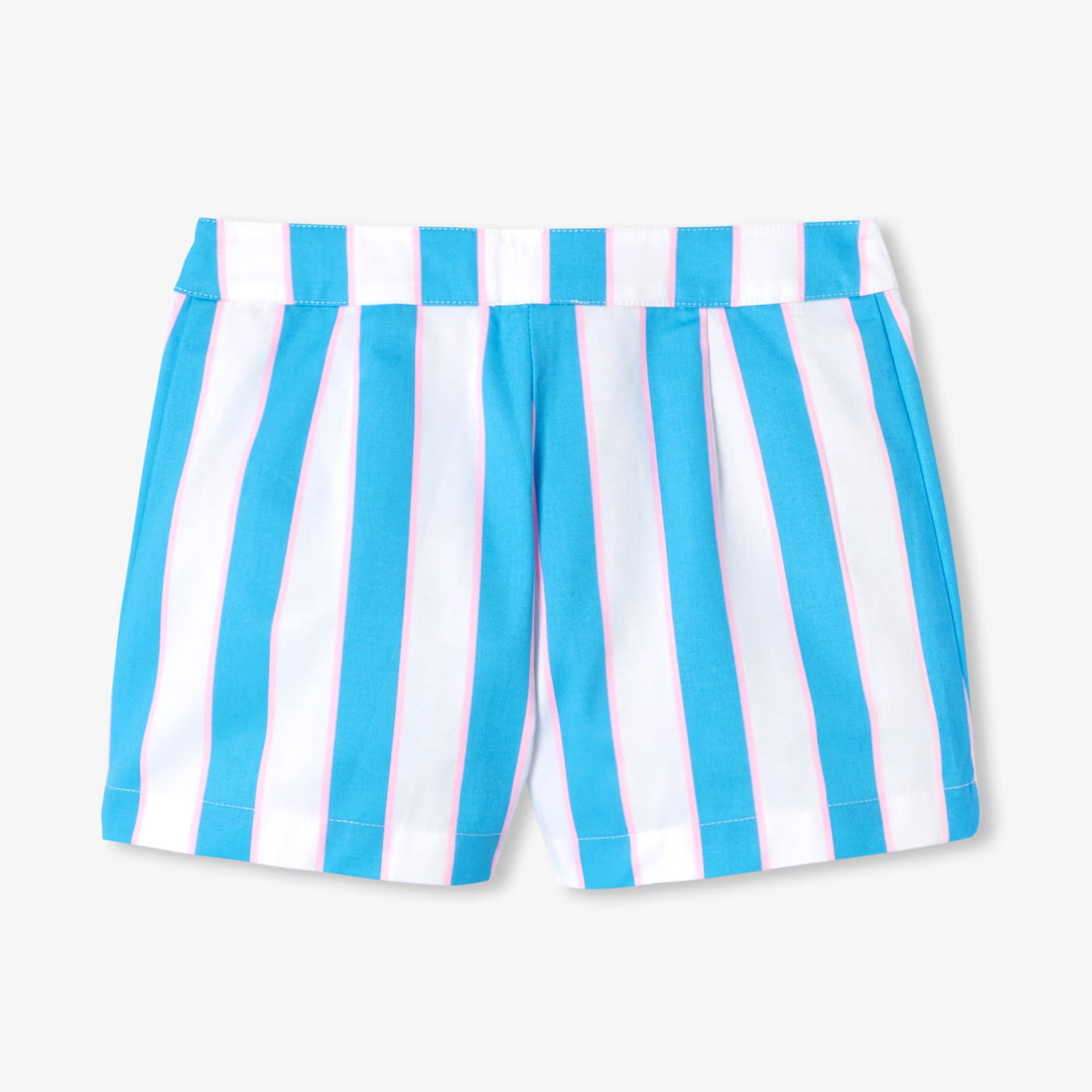 Girl striped twill shorts - bleu/multico