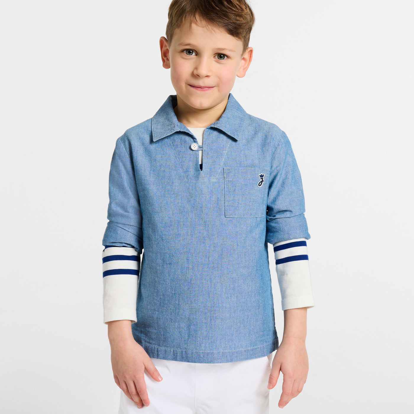 Child chambray sailor shirt - chambray