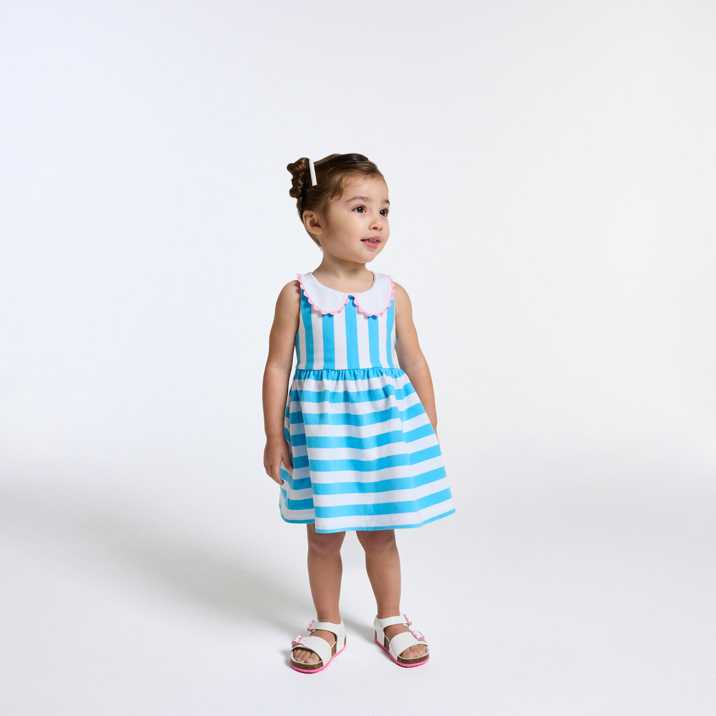 Baby girl sleeveless jersey dress - blanc/bleu