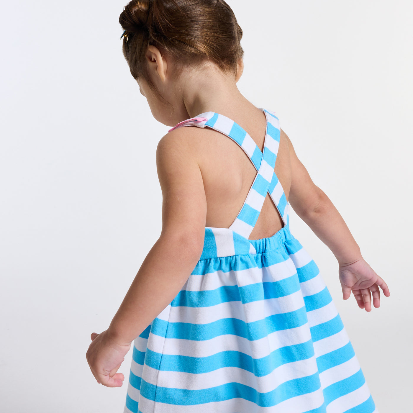 Baby girl sleeveless jersey dress - blanc/bleu