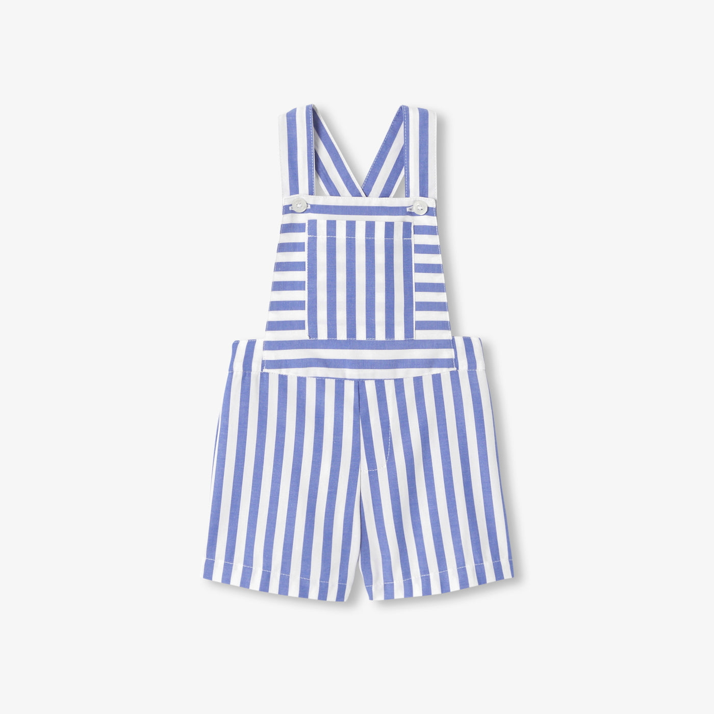 Baby boy striped Oxford dungaree shorts - blanc/bleu