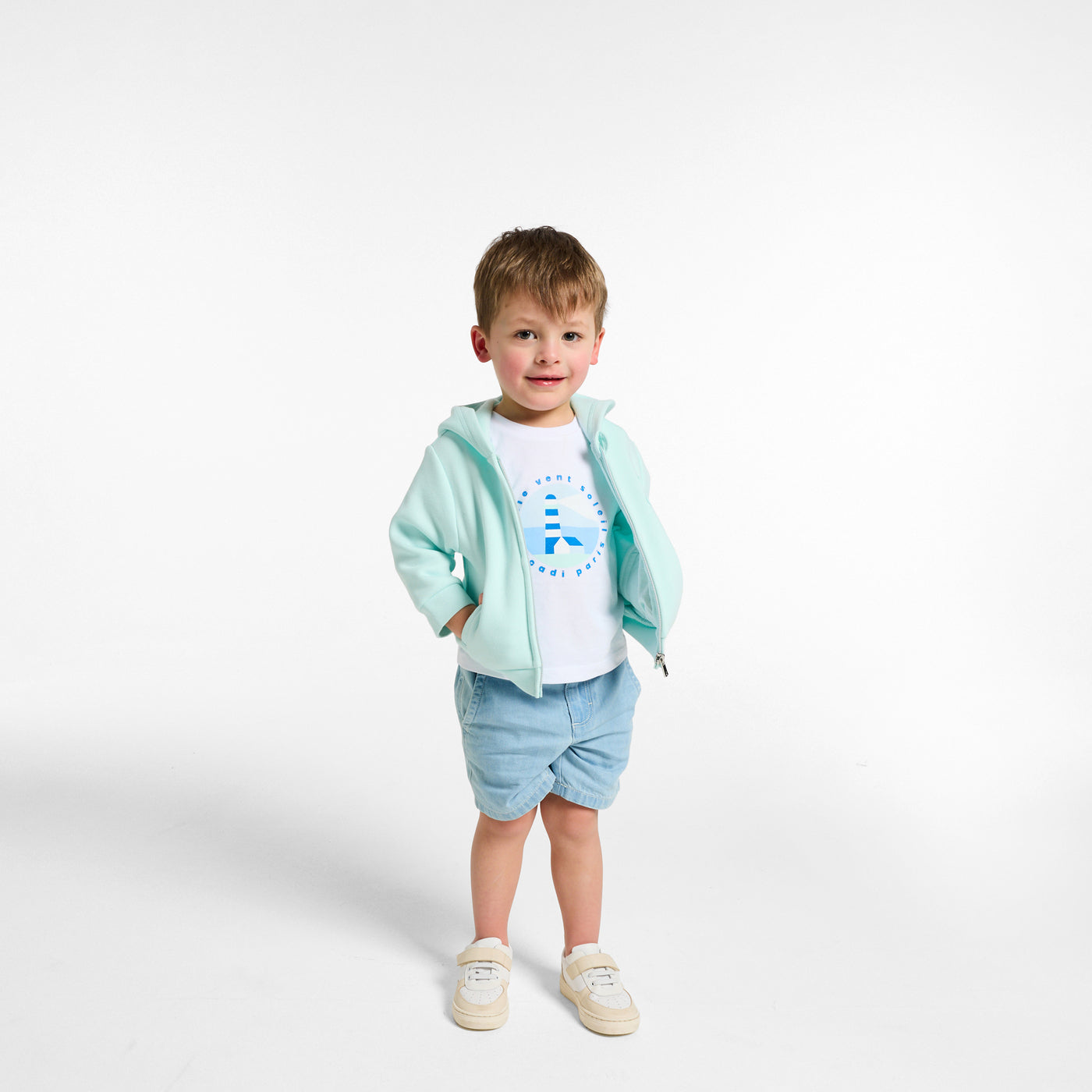 Baby zip-up fleece sweatshirt - vert pale