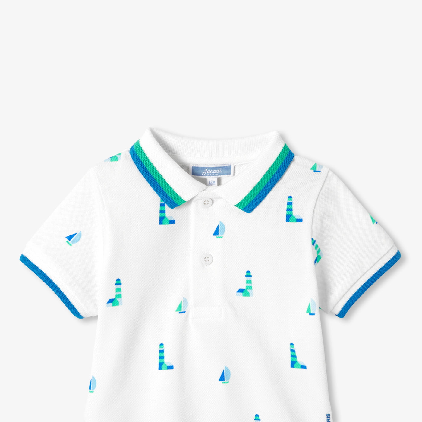 Baby boy polo shirt in printed cotton piqué - blanc jacadi