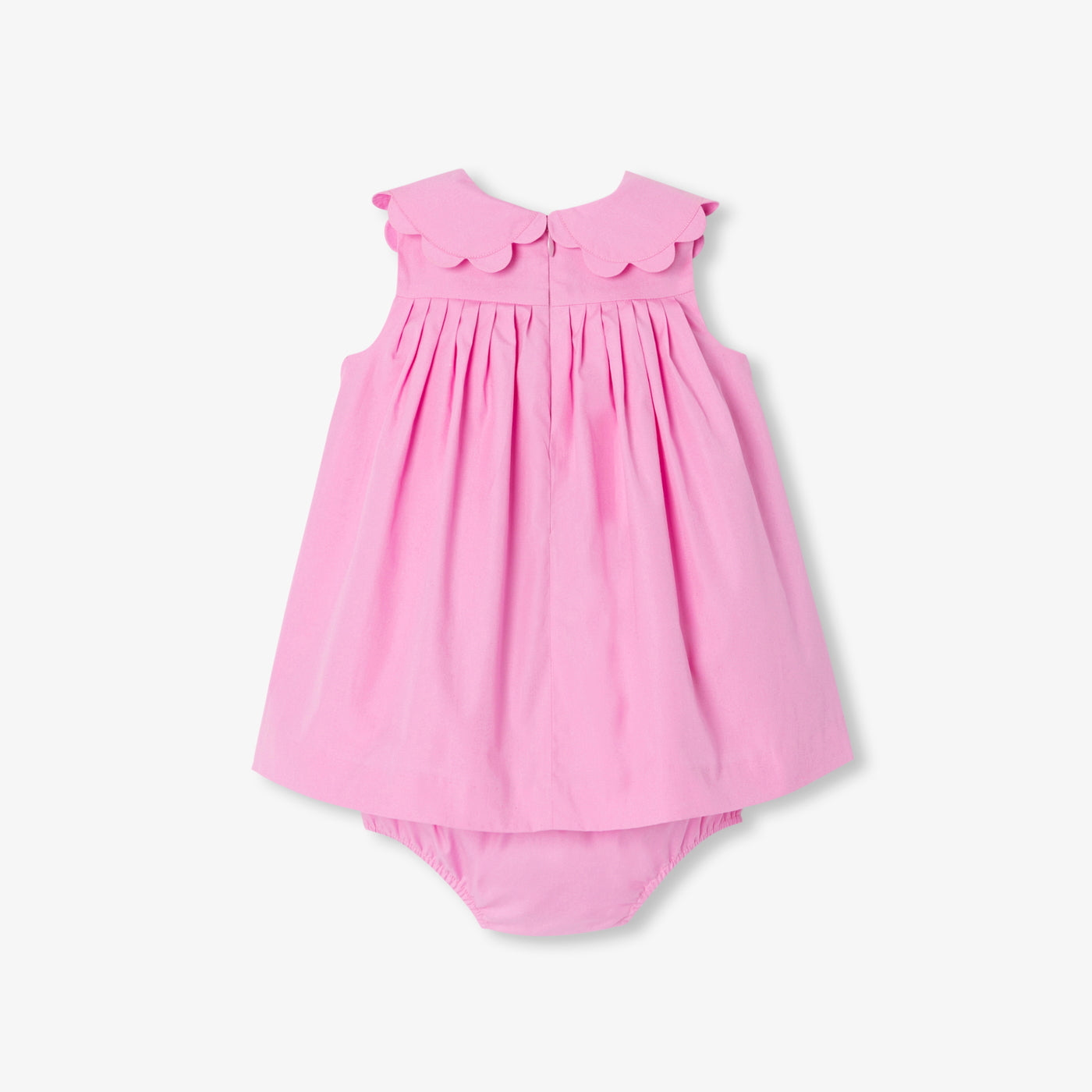 Baby girl's formal dress in cotton poplin - rose moyen