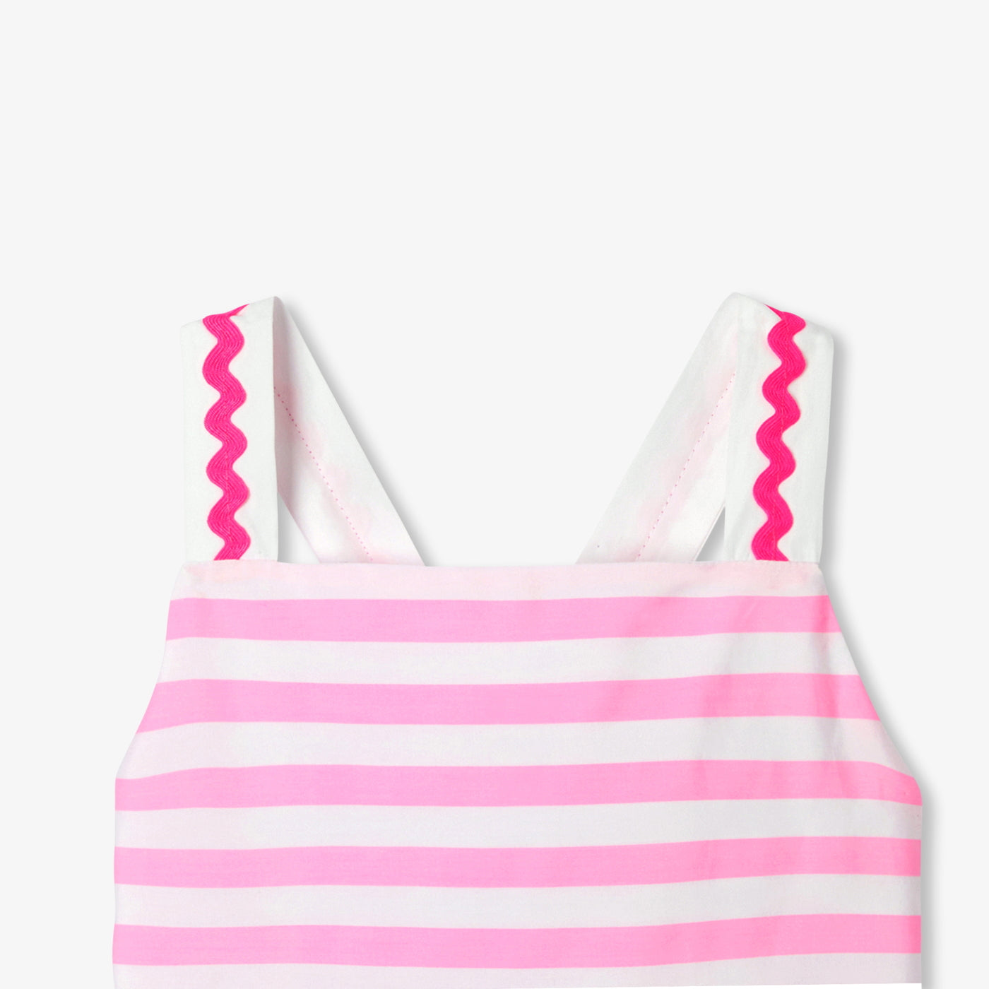 Girl striped poplin dress - rose/blanc