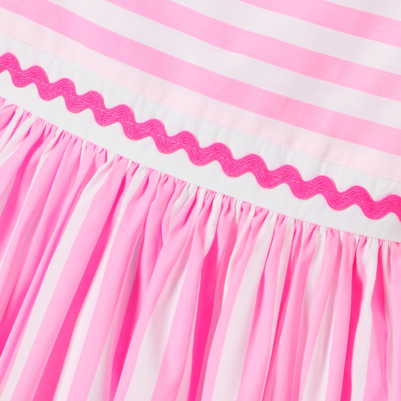Girl striped poplin dress - rose/blanc