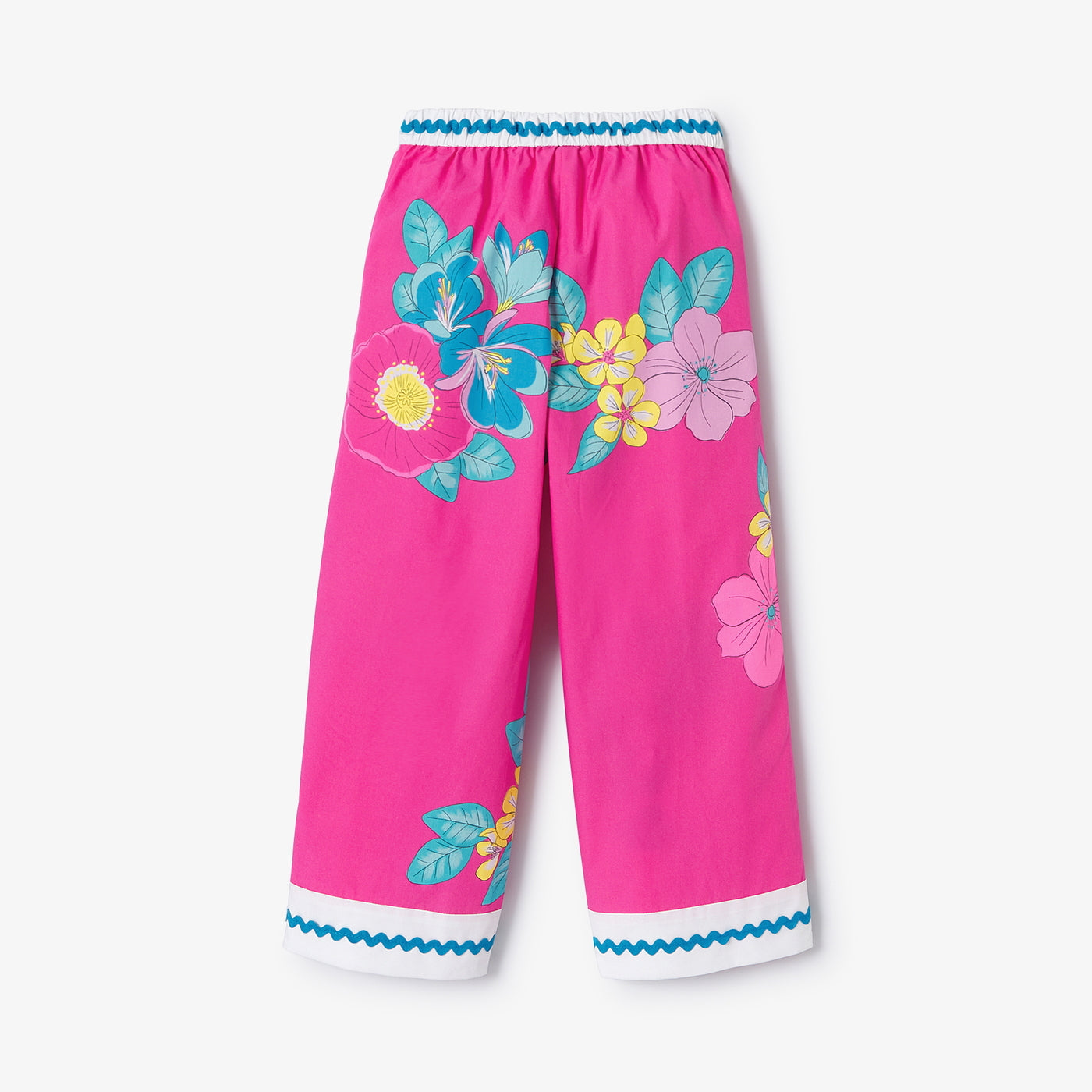 Girl wide-leg poplin trousers - rose/multico