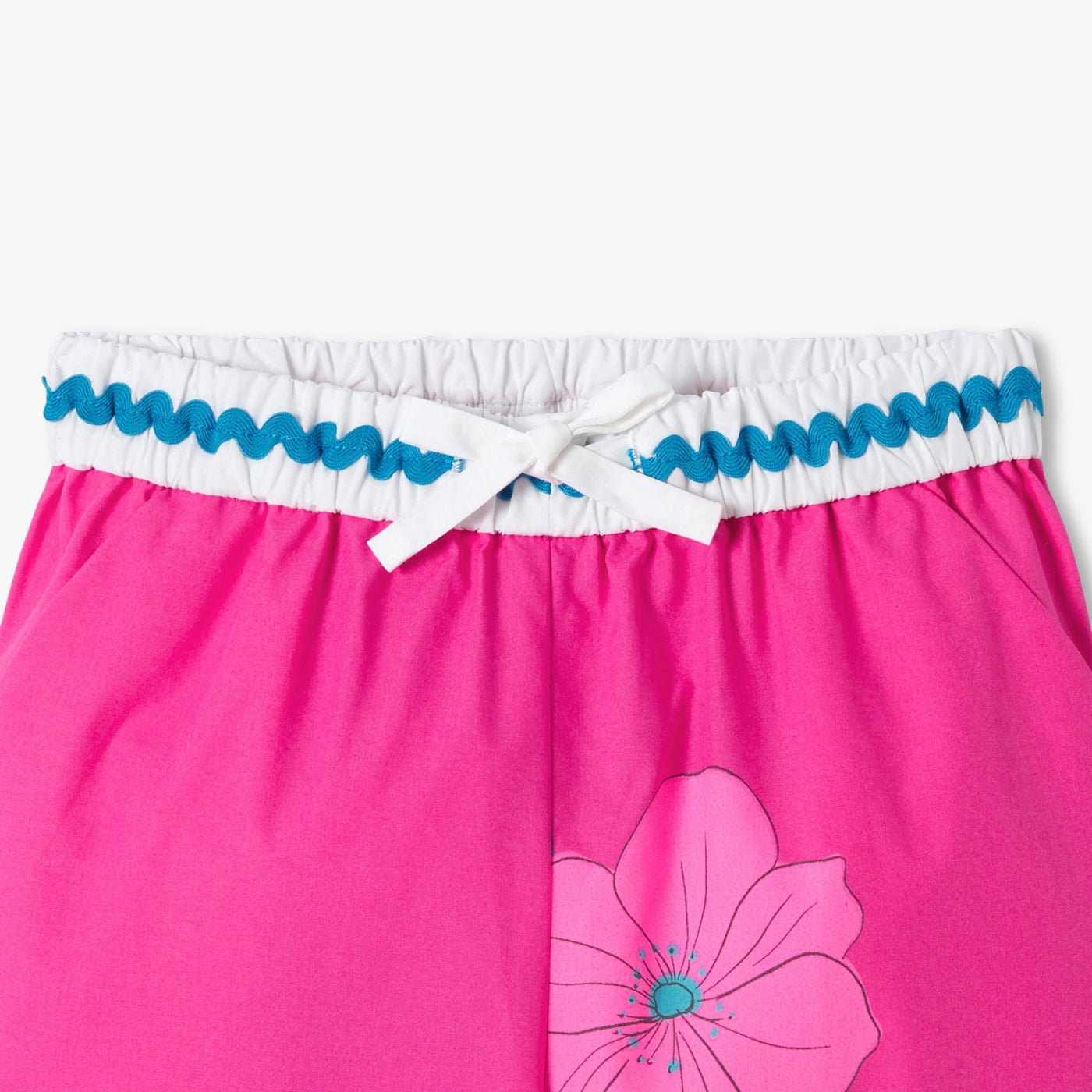 Girl wide-leg poplin trousers - rose/multico