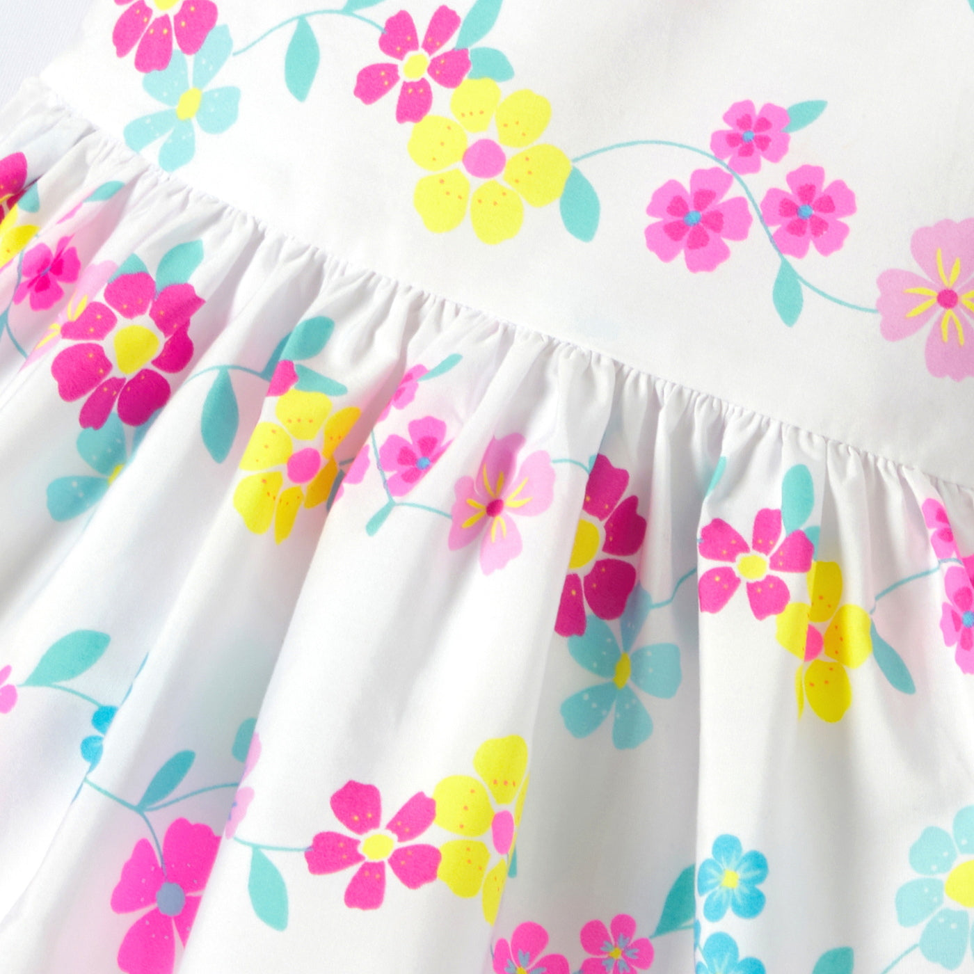 Baby girl dress in cotton with crossover back - blanc/multico