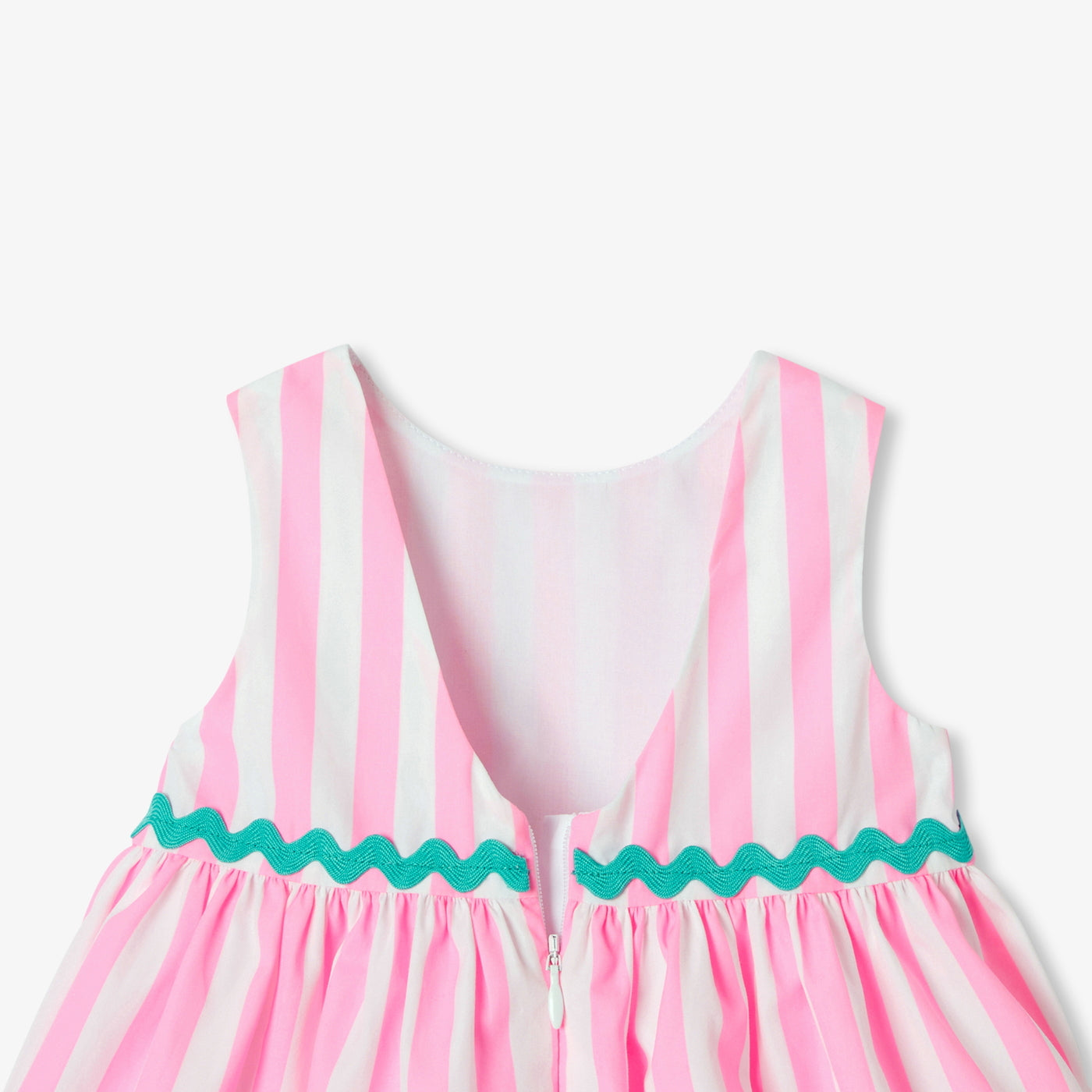 Baby girl striped cotton dress - blanc/rose