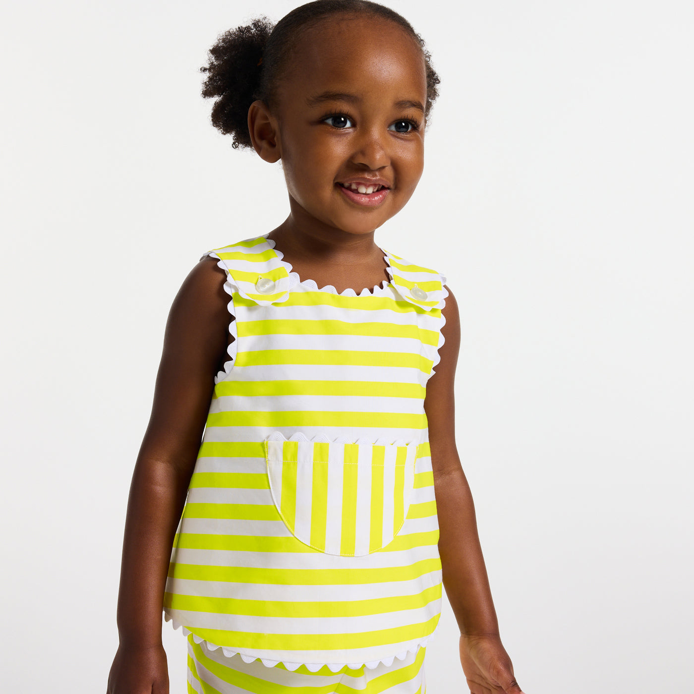 Baby girl striped cotton shorts set - blanc/jaune