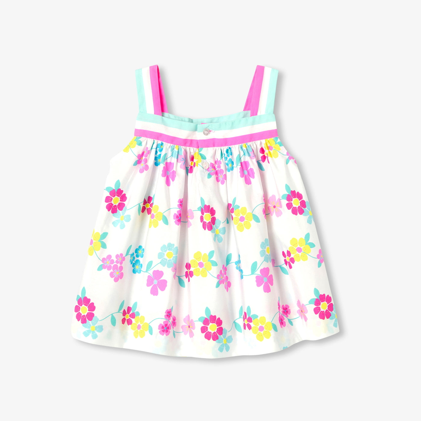 Baby girl poplin blouse with straps - blanc/multico